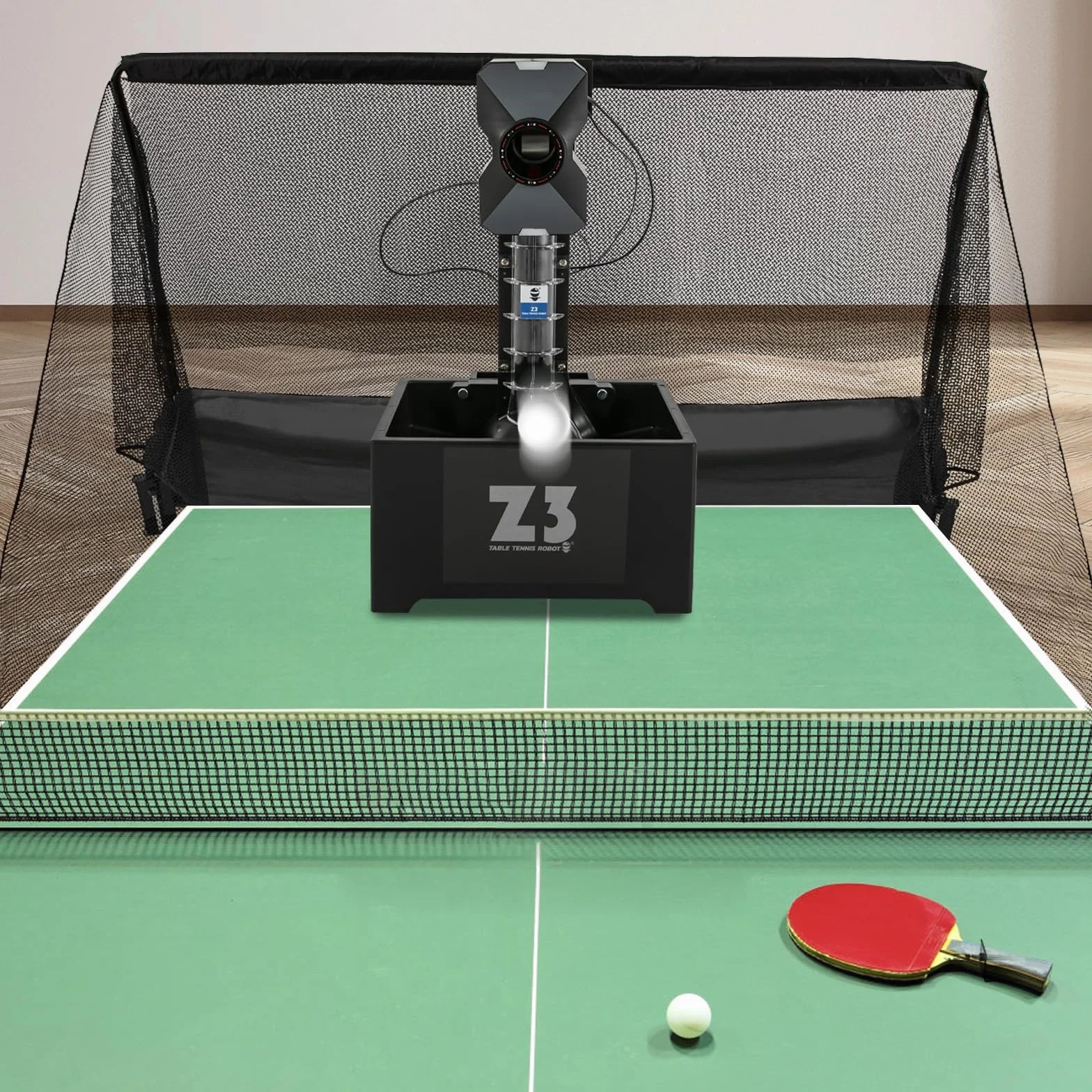 Máquina automática de pelotas de tenis de mesa, ping pong, máquina de bolas de ping pong con red, varios modos de servir, robot de ping pong, máquina de ping pong, 100 bolas de capacidad
