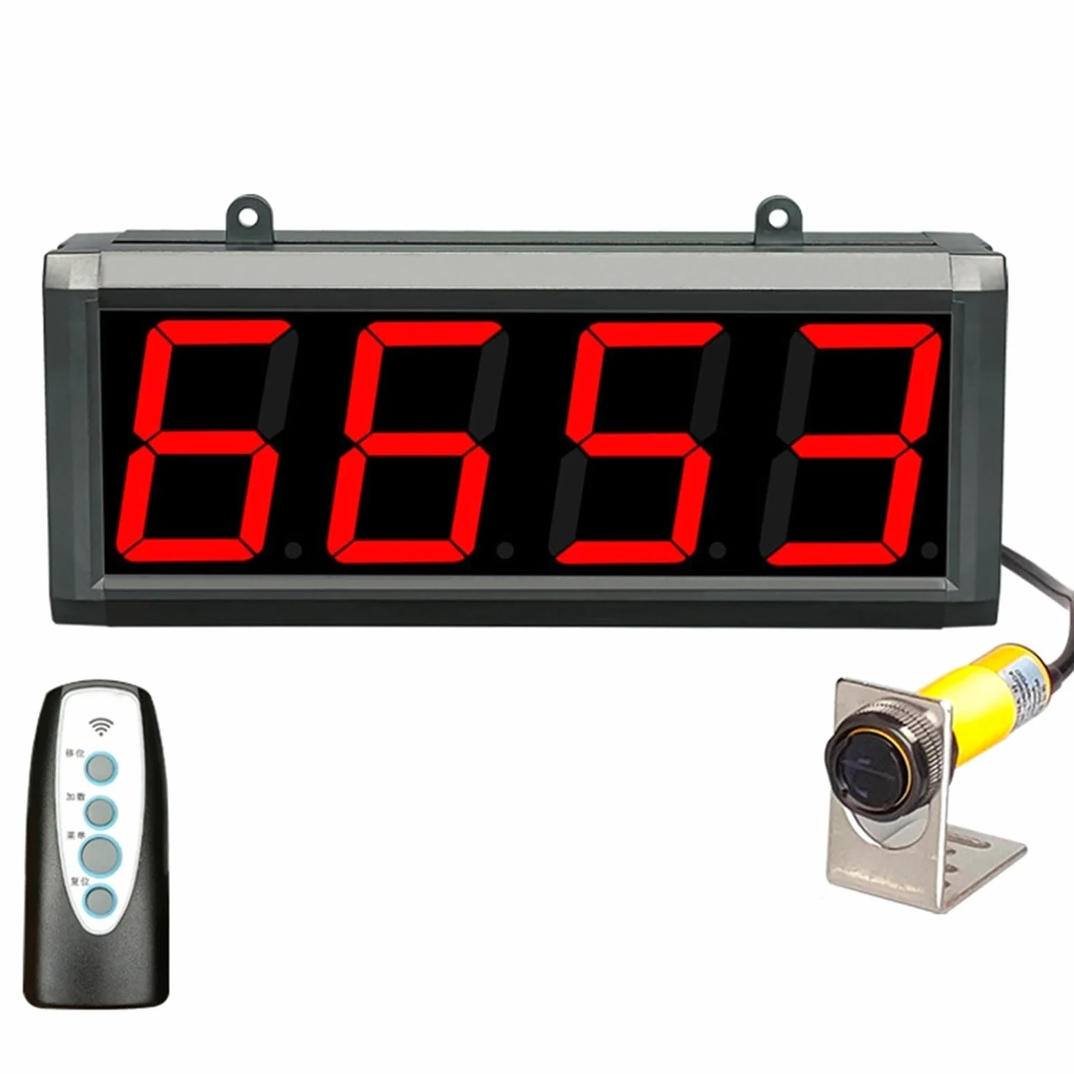 Contador digital con pantalla grande para conteo de personas y vehículos, ideal para líneas de montaje y cintas transportadoras