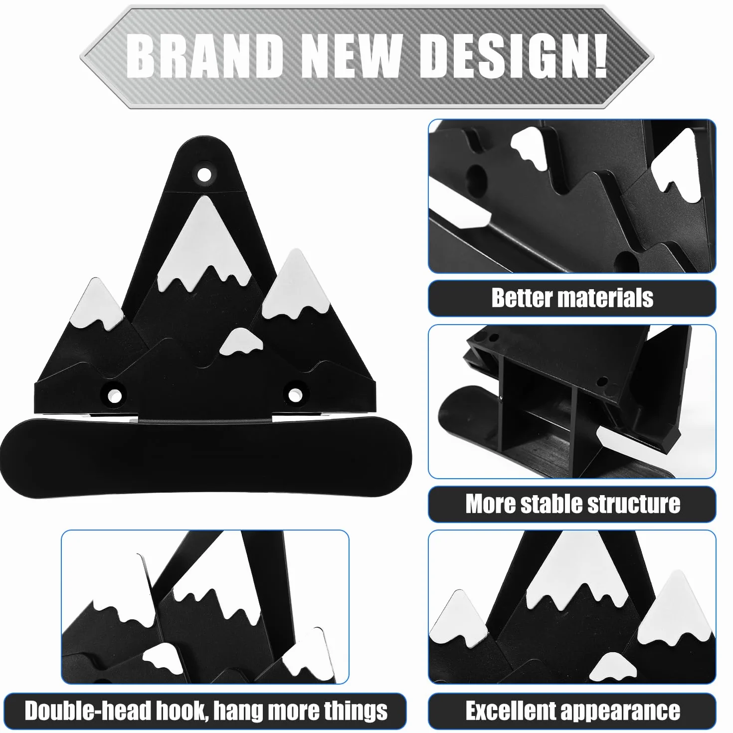 4 Piezas de Soporte Tabla de Snowboard, Soporte de Pared para Tablas de Snowboard con Ganchos Soporte de Pared para Almacenamiento de Tablas de Snowboard para Exhibición de Tablas de Snowboard