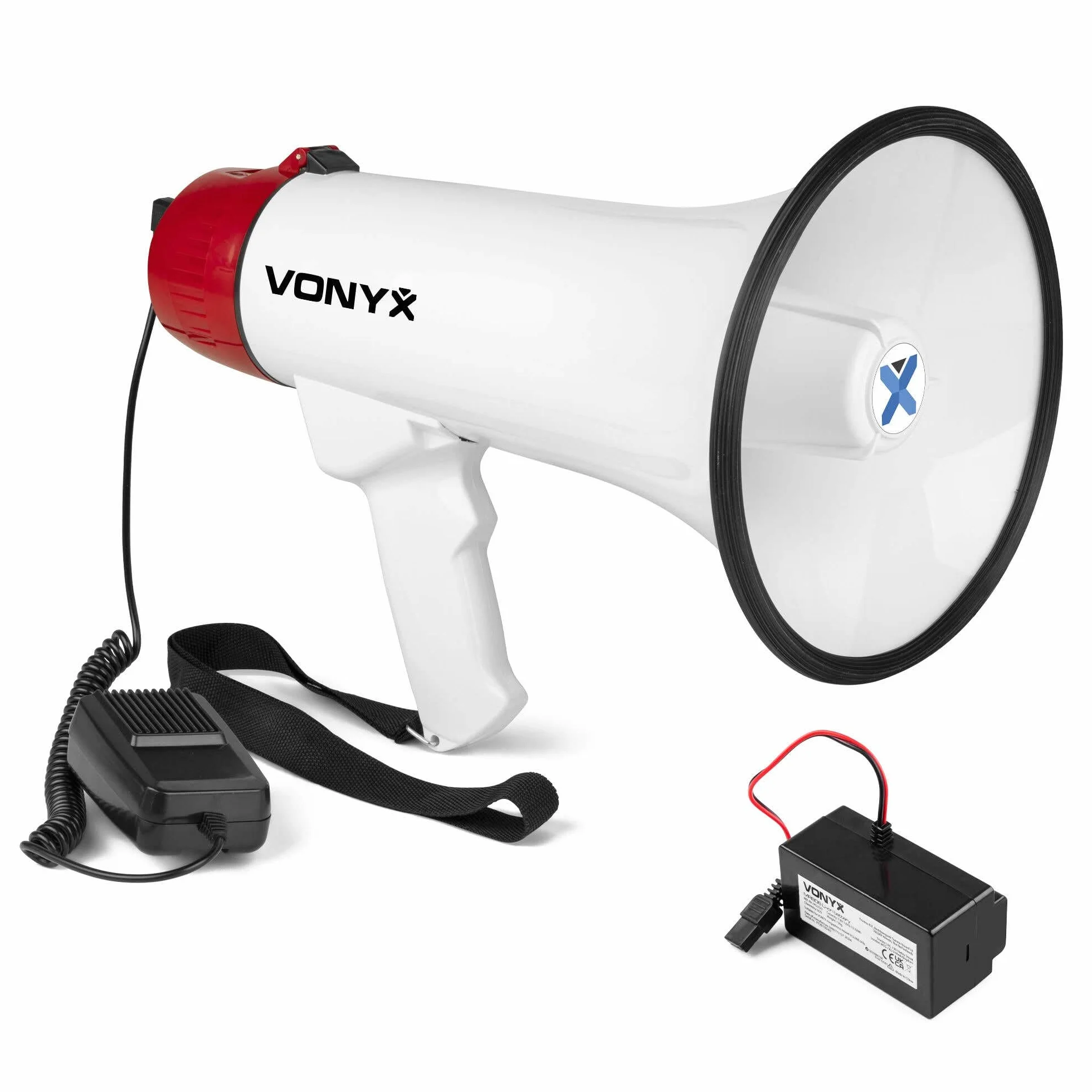 Vonyx MEG045 Megáfono 45W Bluetooth USB Micro SD Grabación Sirena Alcance 1000m Portátil