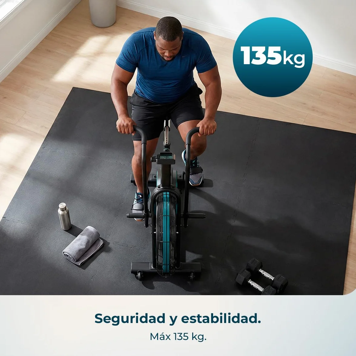 Cecotec Bicicleta de Aire Drumfit WOD Rider 2000 Eolo PRO. Ventilador 480mm, Resistencia Progresiva, Pantalla LCD Completa, Medidor de Pulso Integrado, Compatible APP Mambo, hasta 135kg