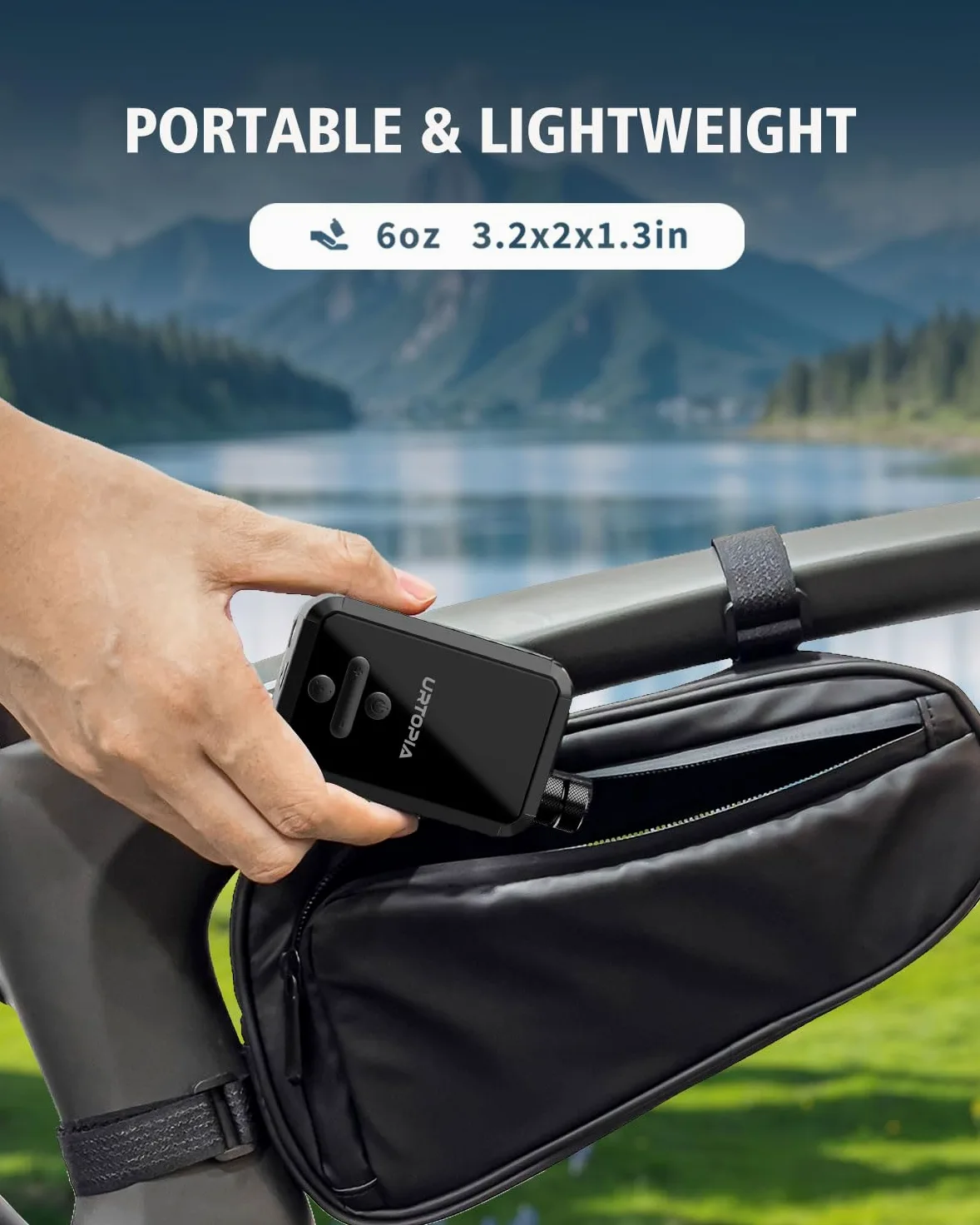 URTOPIA Bomba eléctrica para bicicleta, bomba de aire de inflado rápido con manómetro, hasta 150 PSI, disipación eficiente del calor, recargable, con luz LED brillante, bomba de bicicleta portátil