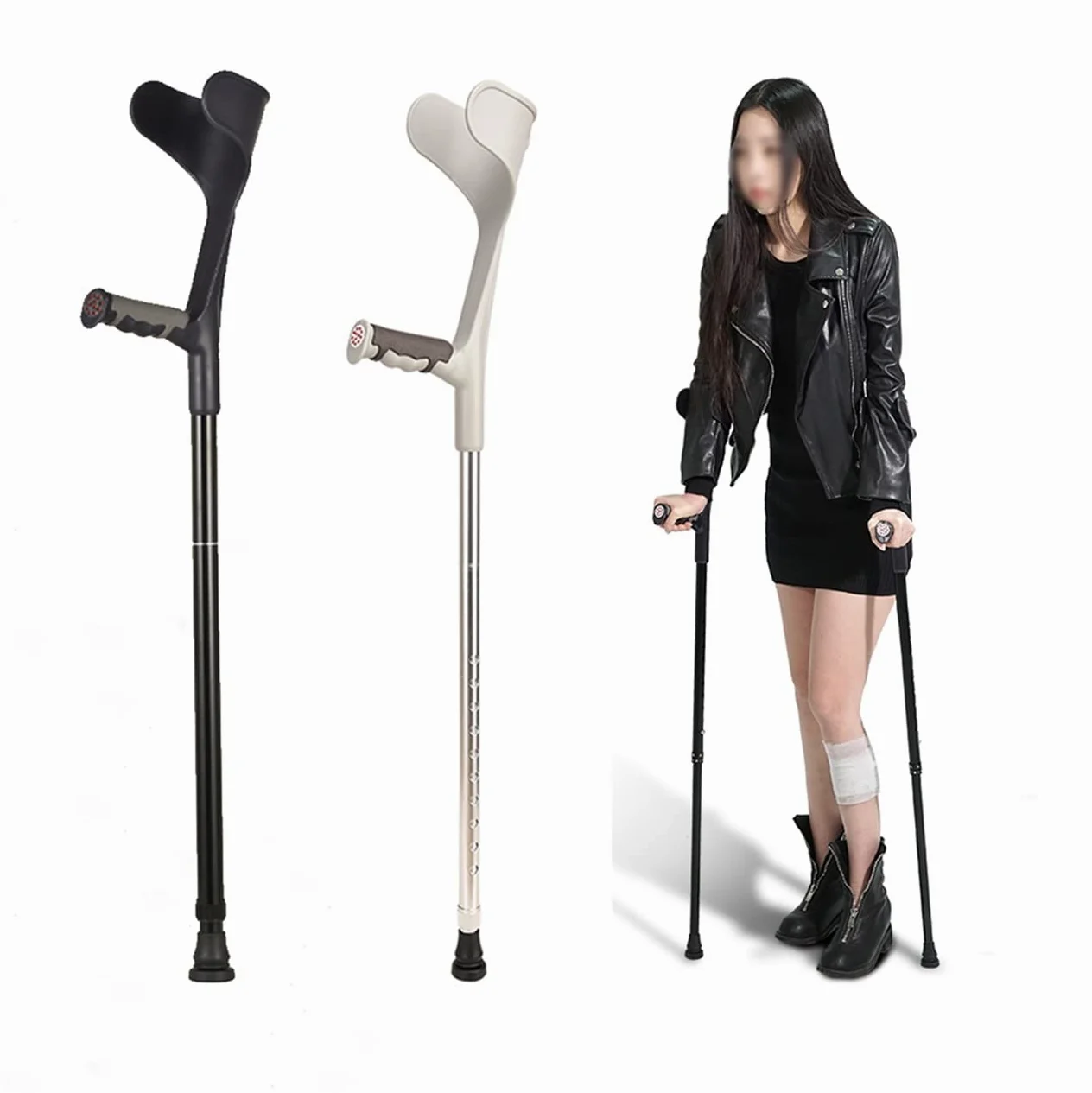 Muletas para adultos Mango ergonómico, muletas de antebrazo, muletas ajustables, muleta plegable, aluminio ligero ligero de aluminio ligero, discapacitados y discapacitados. Es tan amable de su parte