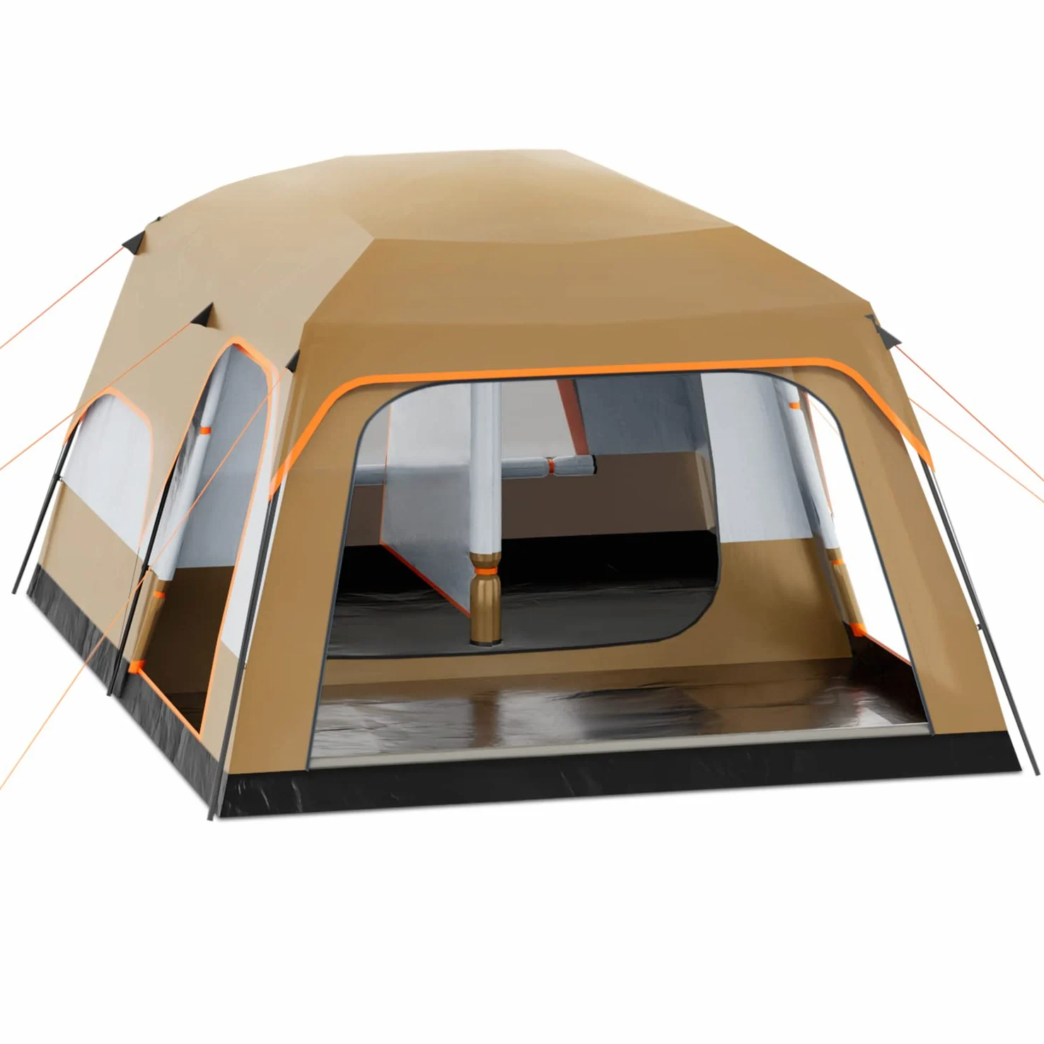 MoNiBloom - Tienda de campaña para 5-8 Personas para Acampar, cabaña portátil Extragrande, Tienda de campaña Grande, Impermeable, Resistente al Viento, 1 Sala de Estar y 2 dormitorios, Tienda de