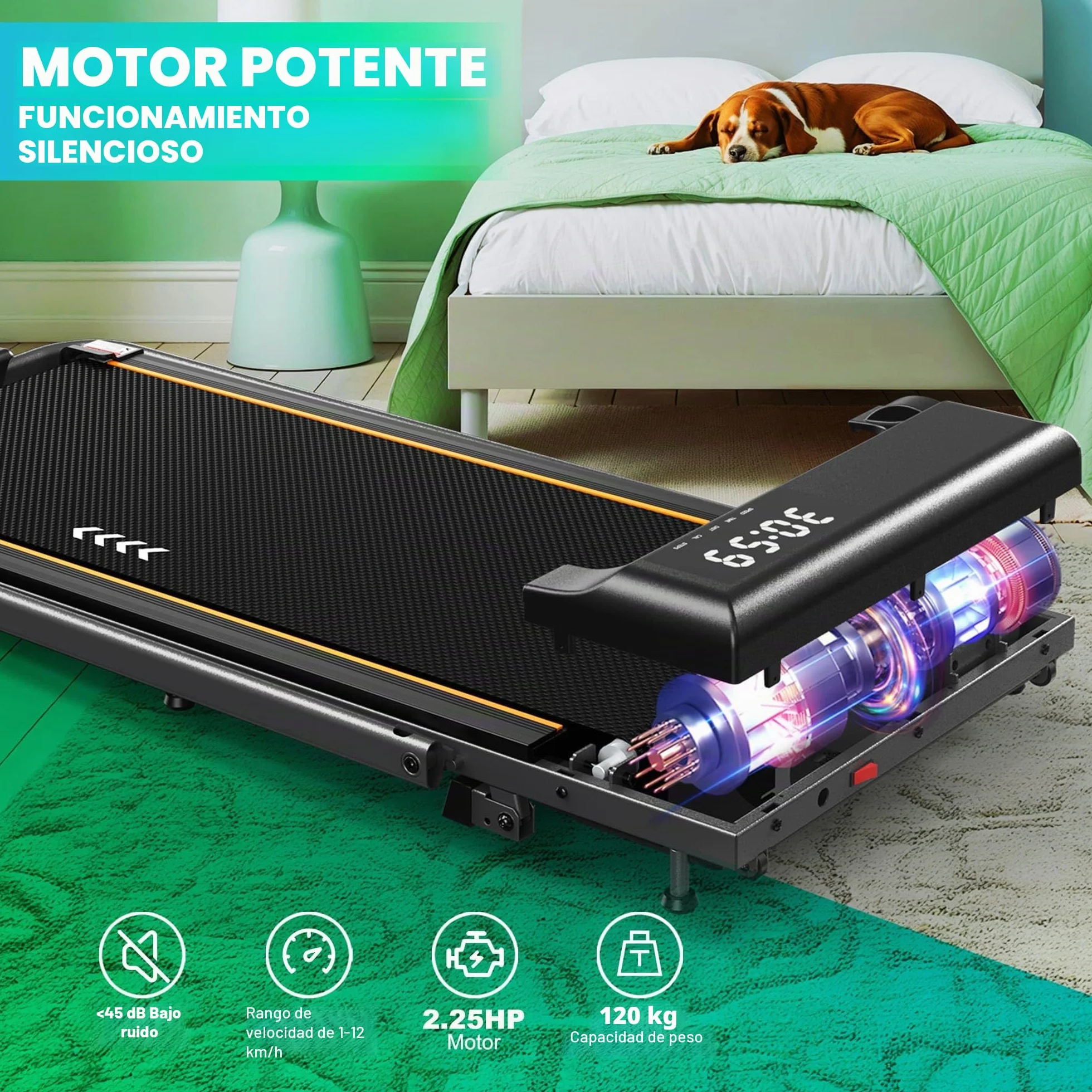 Cinta de Correr Plegable, 7% Inclinación, 2.5HP Walking Pad para Debajo del Escritorio, 4 en 1 Cinta de Correr Eléctrica para Hogar/Oficina | TW1 1-6km/h | TW2 1-12km/h |FT50 12KM/H App & Bluetooth