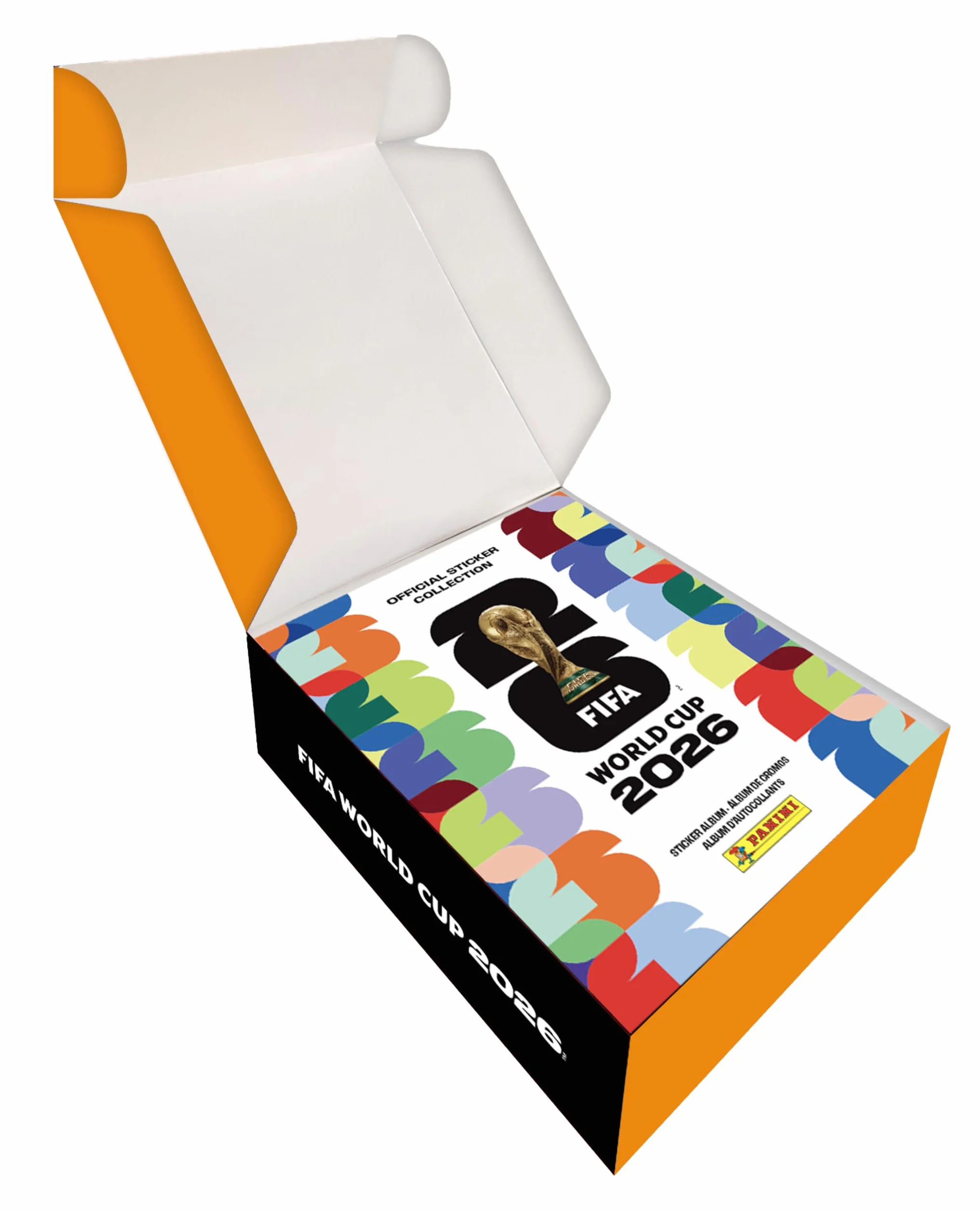 Colección de calcomanías de la Copa Mundial de la FIFA 2026, Paquete Exclusivo de coleccionistas de Amazon, álbum de Tapa Dura + Lata con 50 Paquetes de calcomanías