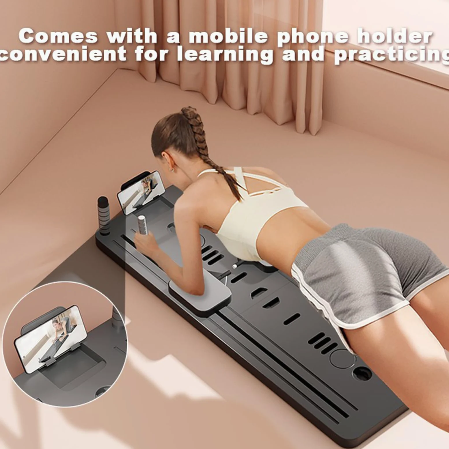 Bandeja de Pilates Máquina Fitness Abdominal y Reforma Pilates,Accesorios Plegables con Bandas Elásticas Equipo de Entrenamiento para Ejercicios Corporales