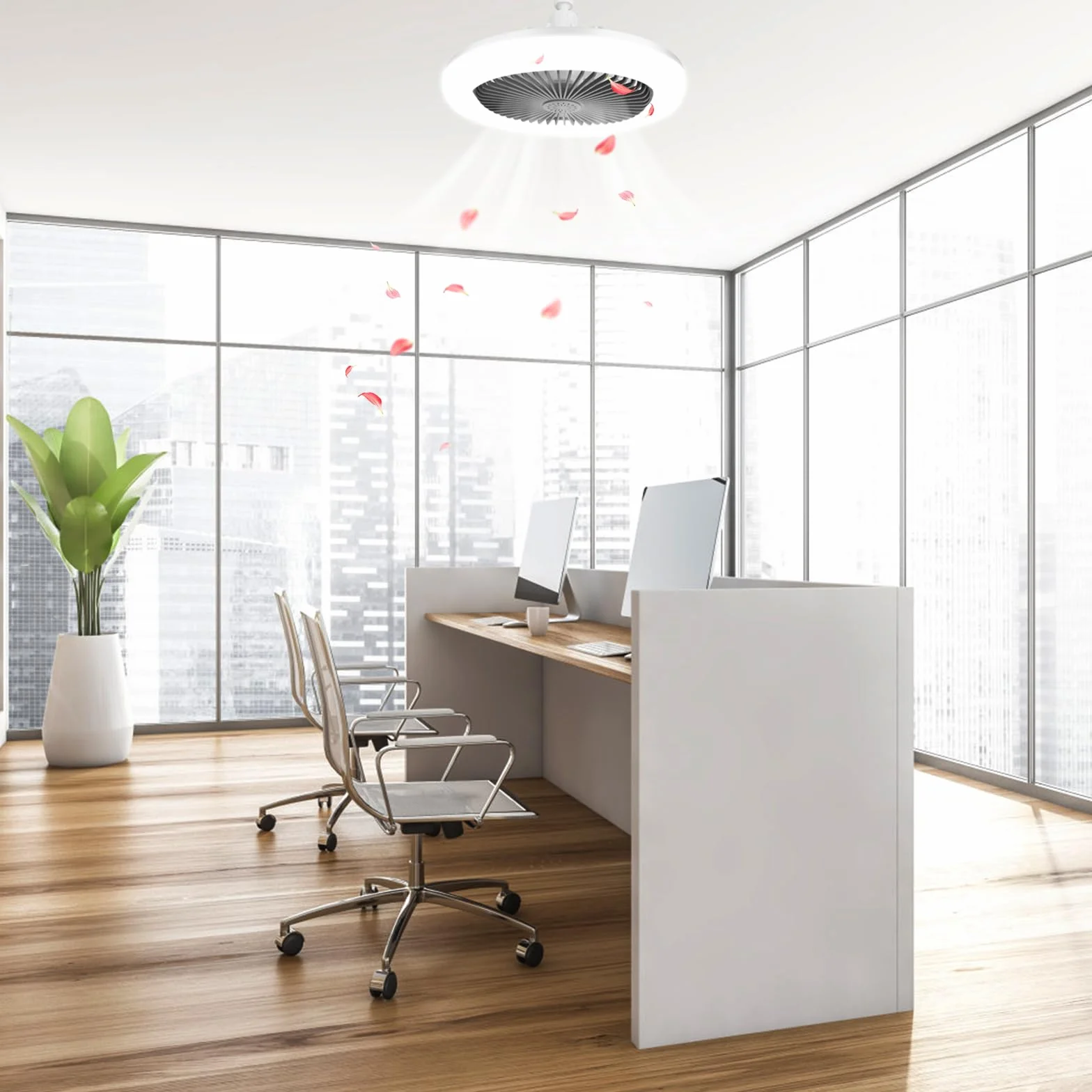Ventilador de Techo con Luz LED Regulable 30W, E27, Control Remoto, 3 Velocidades, Silencioso para Dormitorio
