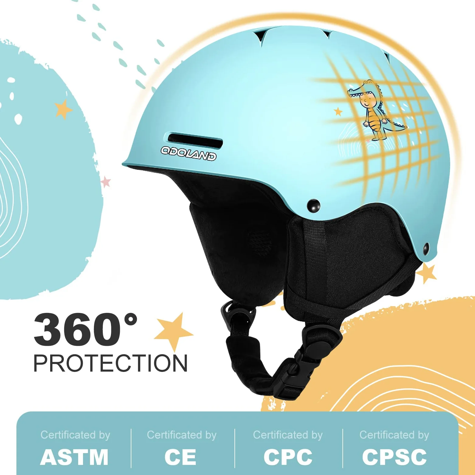 Odoland Kit Casco de Esquí con Gafas para Niños y Niñas, Casco de Snowboard Ajustable Equipo Protección para Deportes Nieve para Infantil, Juvenil, Edad 6-14 Años