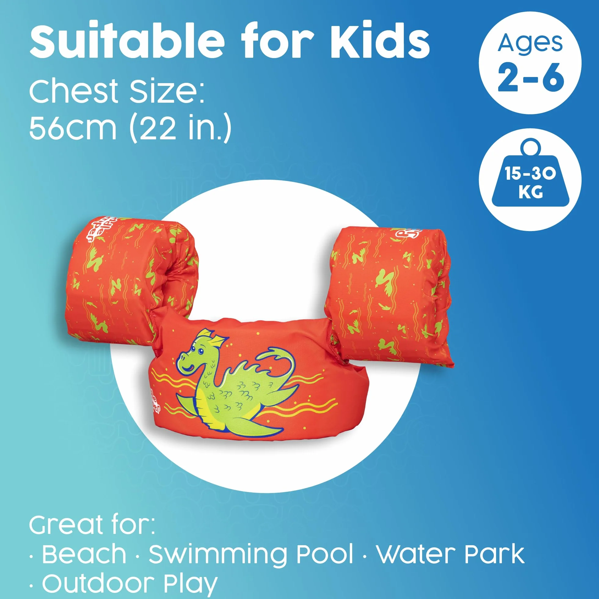 Bestway Puddle Jumper Swim Vest with Armbands, Toddler Swim Vest, Adjustable Kids Float Vest, Kids Swim Vest, Ages 2+ Multiple