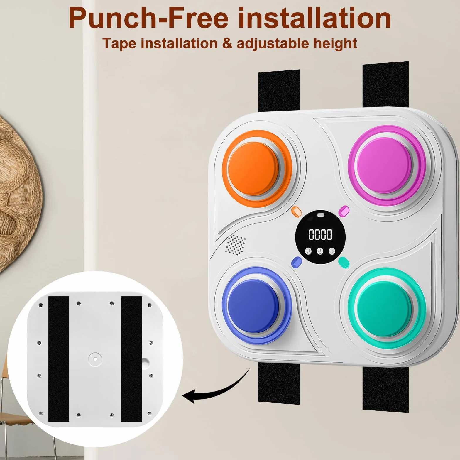 Máquina de Boxeo Musical, Máquina de Boxeo con Guantes y Luces LED, Máquina de Boxeo Musical Inteligente de 4 Modos, Máquina de Boxeo Montada en la Pared para Niños, Adultos