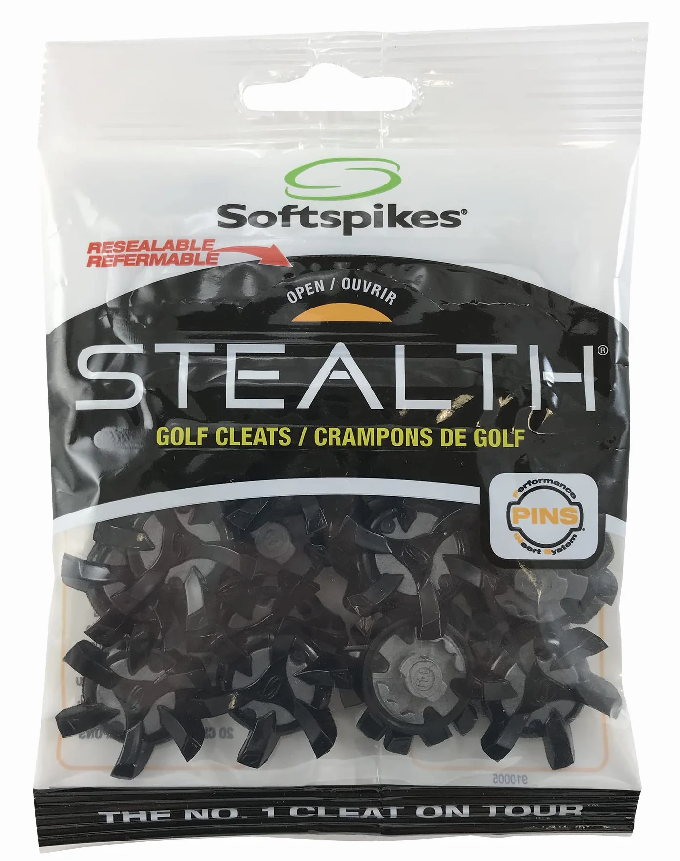 SOFTSPIKES Stealth - Pinchos de golf, color negro y plateado, bolsa de 1 juego