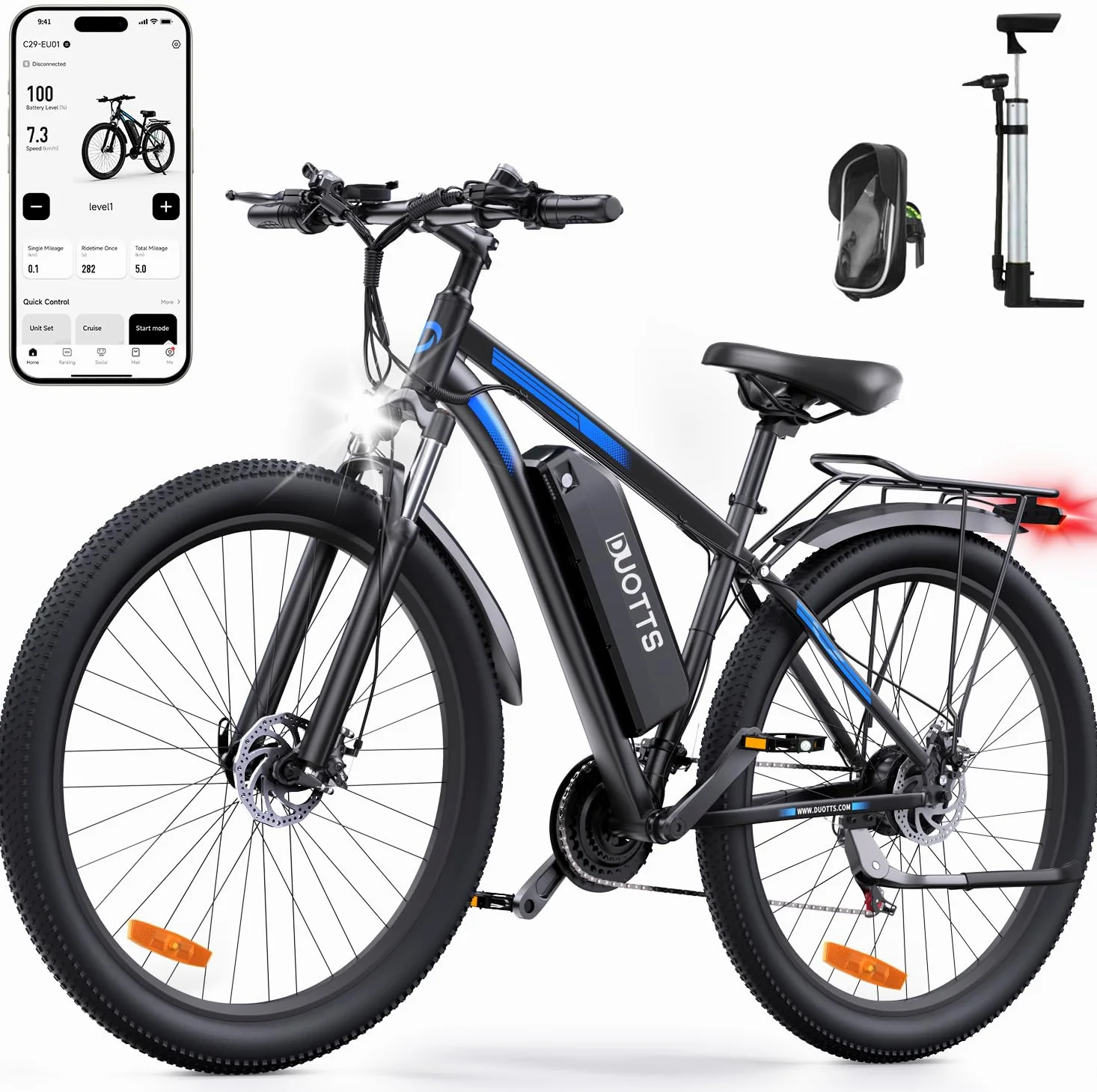 29 Bicicleta eléctrica para Adultos, 29 Pulgadas y Bicicleta de montaña con batería extraíble de 48 V, 15 Ah y 250 W, Motor Profesional de 21 velocidades