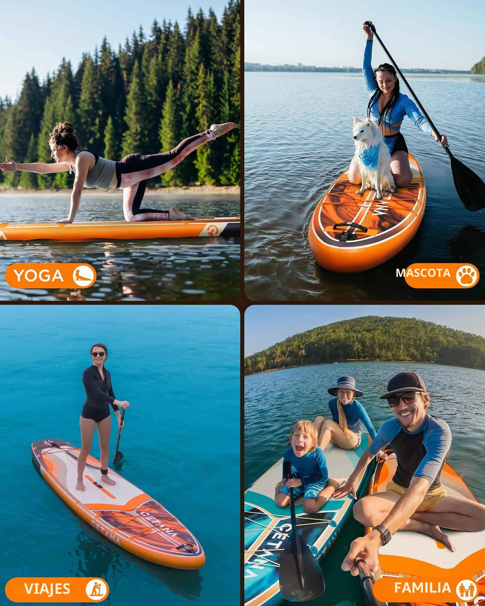 CETANA Tabla de Paddle Surf Hinchable 351cm con Accesorios Incluidos de Primera Calidad, Remo Ajustable, Bomba de Mano, Mochila de Transporte. 351 x 89 x 15 cm, Soporta hasta 204Kg