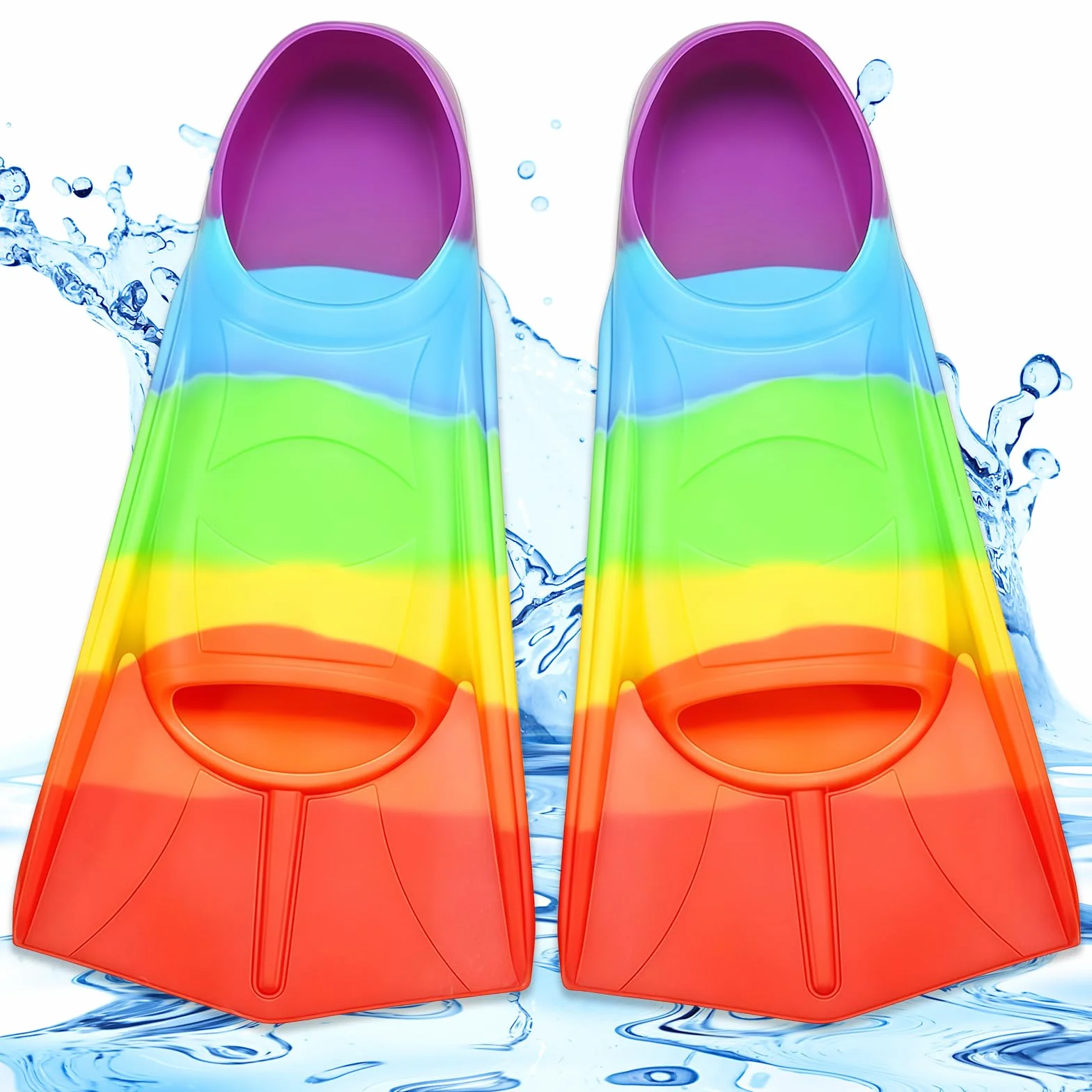 Aletas de Natación para Niños, Silicona 100%, Aletas Cortas para Niños, 24 - 26 Yardas, Aletas de Buceo Cortas para Entrenamiento de Natación, Snorkel, Buceo para Principiantes, Piscina, Playa