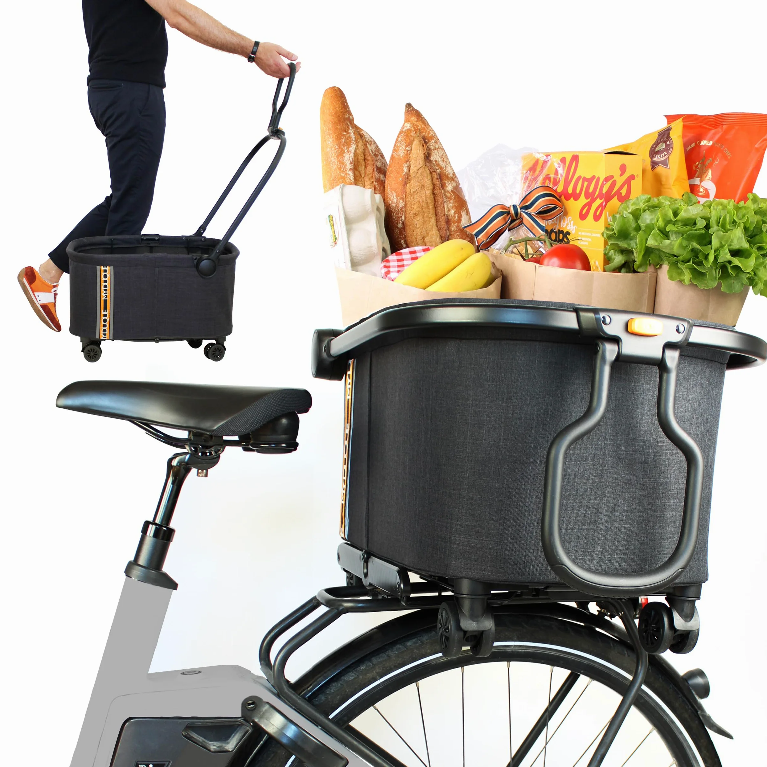 Multi 2 en 1 - Cesta para Bicicleta y Carrito de la Compra, Plegable, Incluye Soporte, manejo rápido, Bolsa para Bicicleta, Cesta de la Compra extraíble para portaequipajes