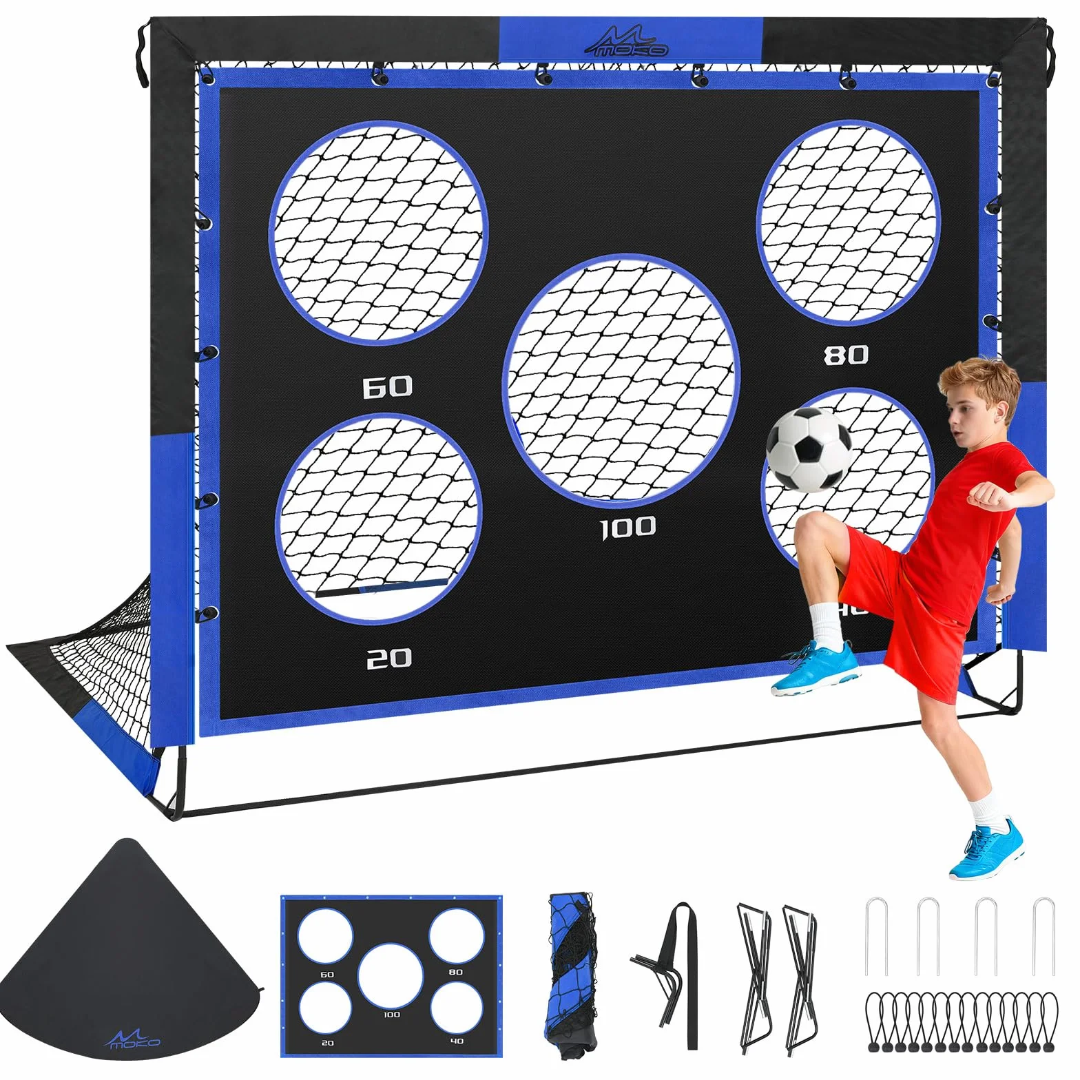 MoKo Portería de Fútbol Plegable con Red, Equipo de Entrenamiento Portátil para Niños