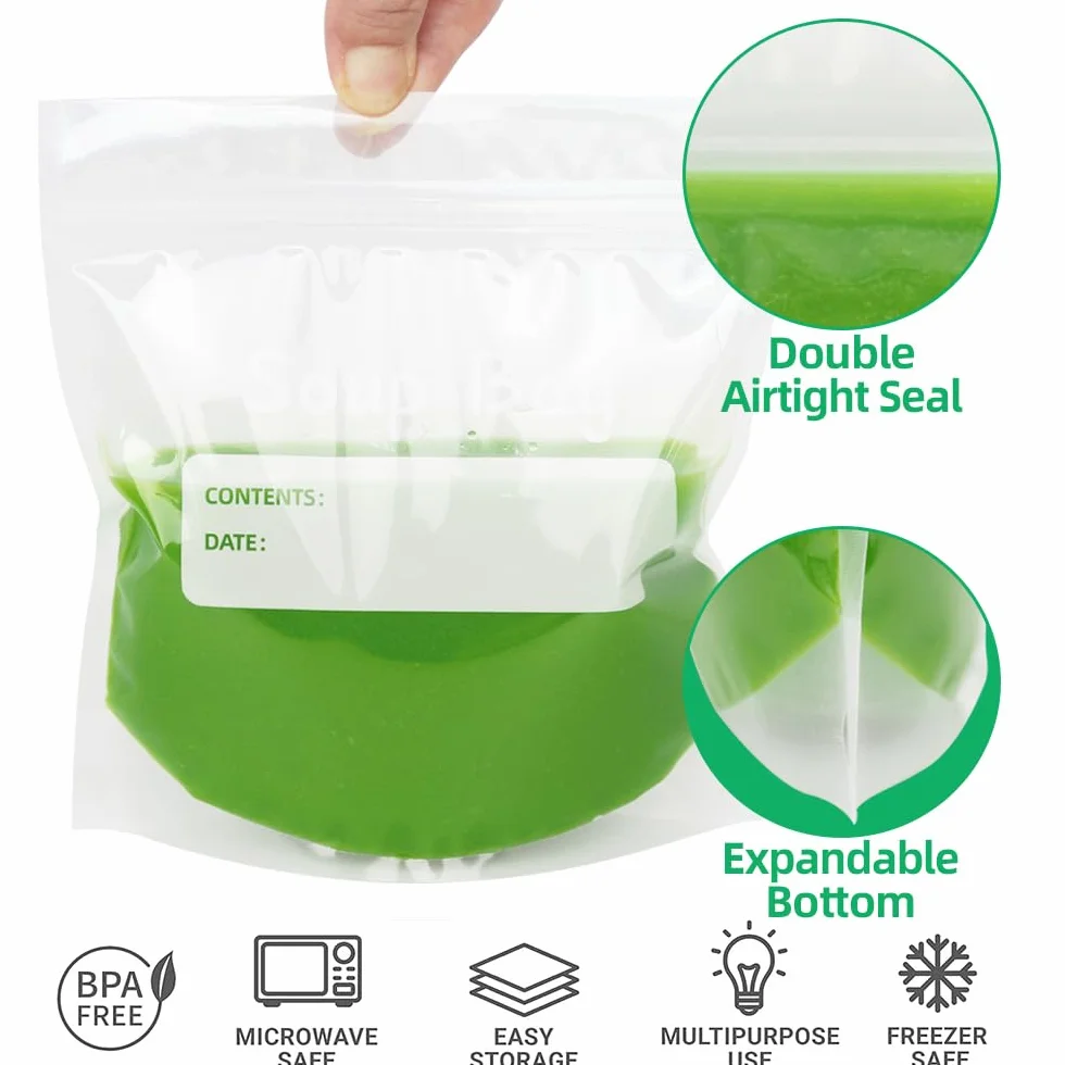 Bolsas de almacenamiento de líquidos reutilizables 500 ml para sopas salsas