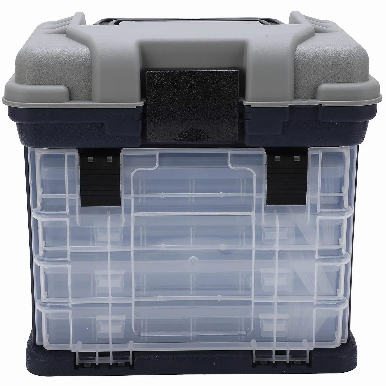 RiToEasysports Caja de Aparejos de Pesca de 4 Capas, Caja de Almacenamiento de Pesca Grande y Portátil con de Plástico y Compartimentos de Rejilla, para Accesorios de Herramientas de