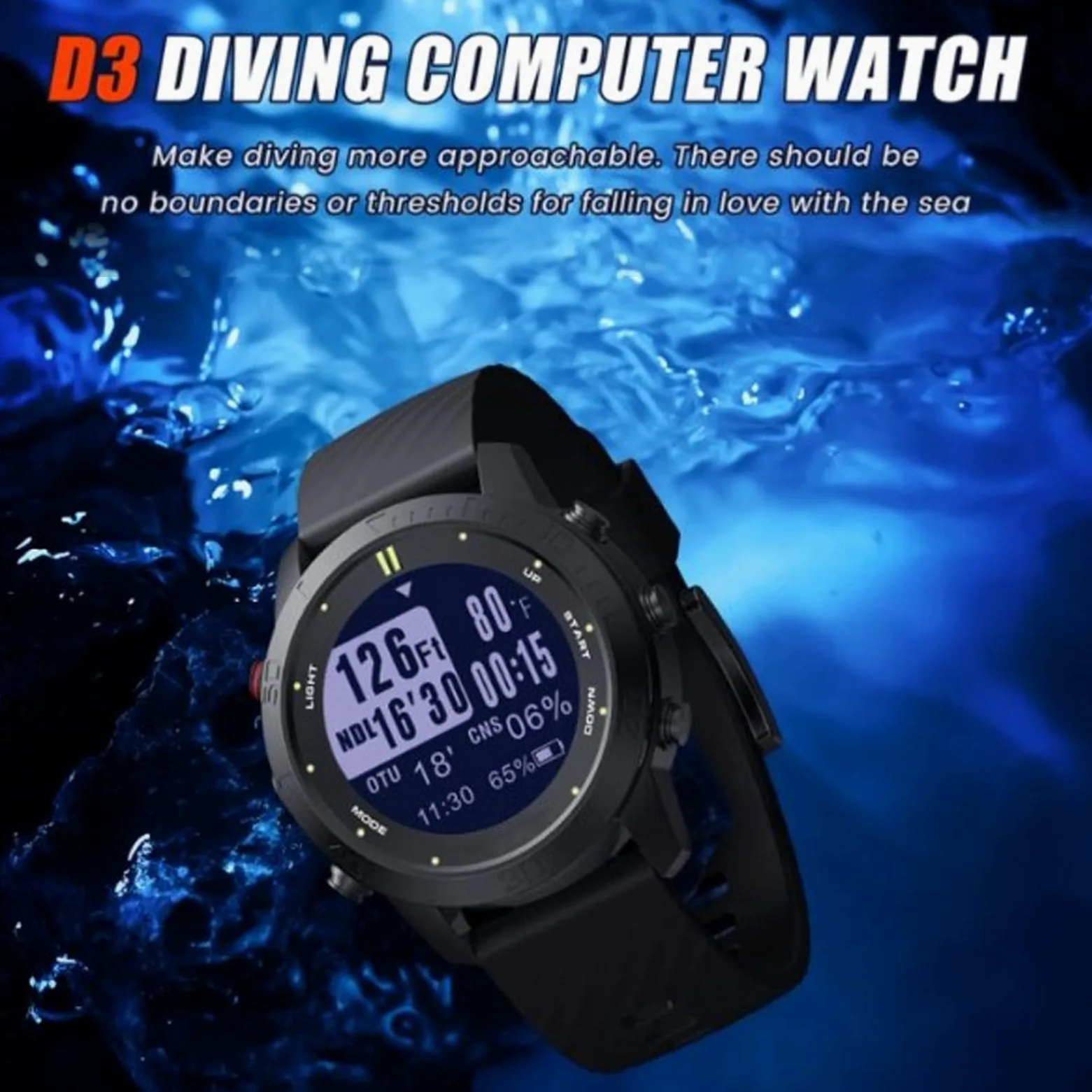 Reloj de Ordenador de Buceo con Bluetooth, Reloj Deportivo de Buceo Profesional para Natación para Hombres, Pantalla de 1,18 Pulgadas, Correa de Silicona Duradera