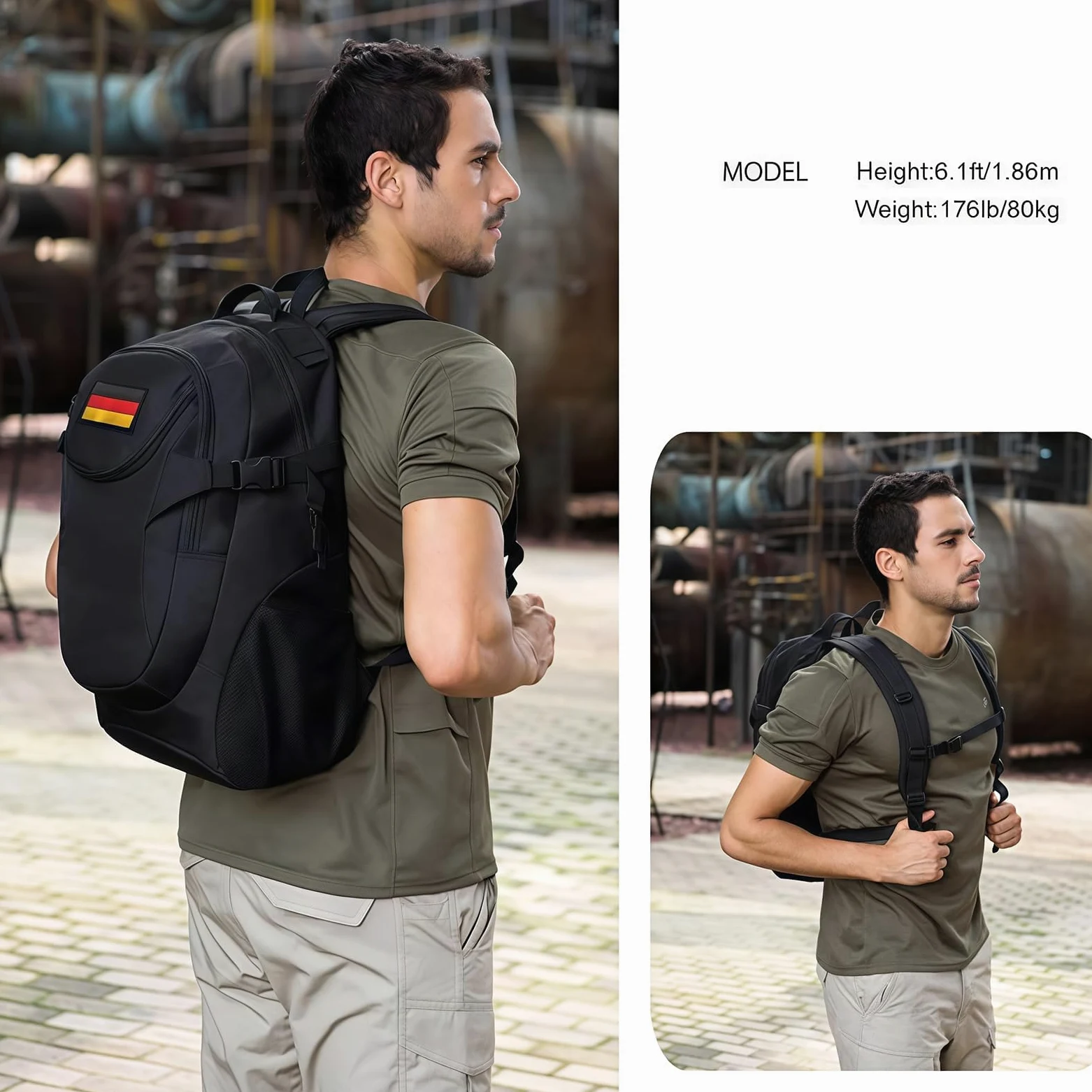 VINBAGGE Mochila Militar 25L Mochila Tactica Mochilas de Viaje Mochila Deporte Mochilas Actividades al Aire Libre Acampar Caza Bicicleta Senderismo Montañismo(Negro)
