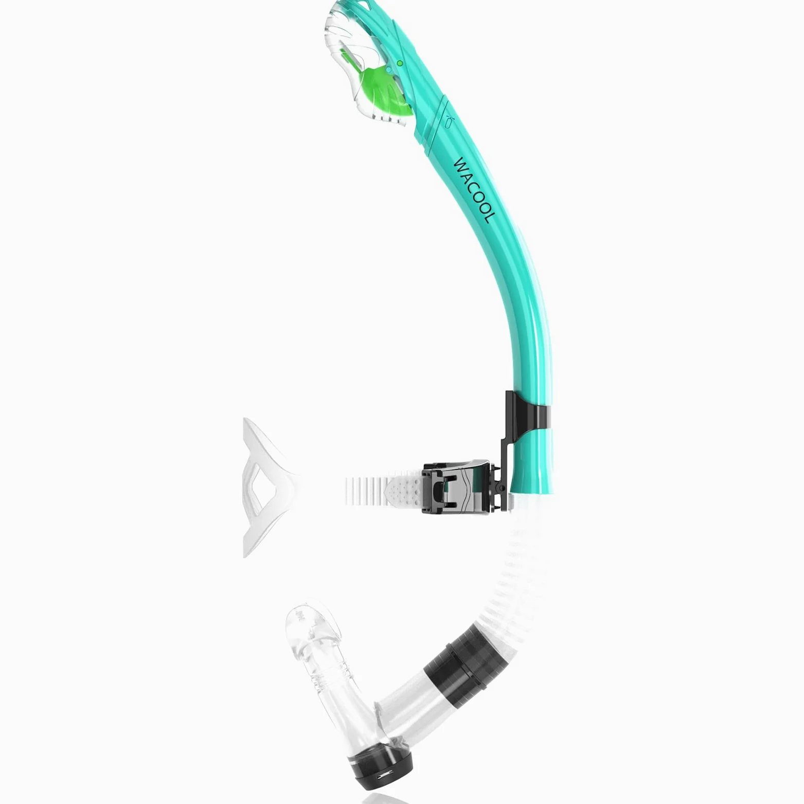 WACOOL Correa de entrenamiento para la cabeza, tubo de esnórquel con parte superior seca, boquilla cómoda, válvula de purga unidireccional para piscina, aguas abiertas, buceo, natación, natación,