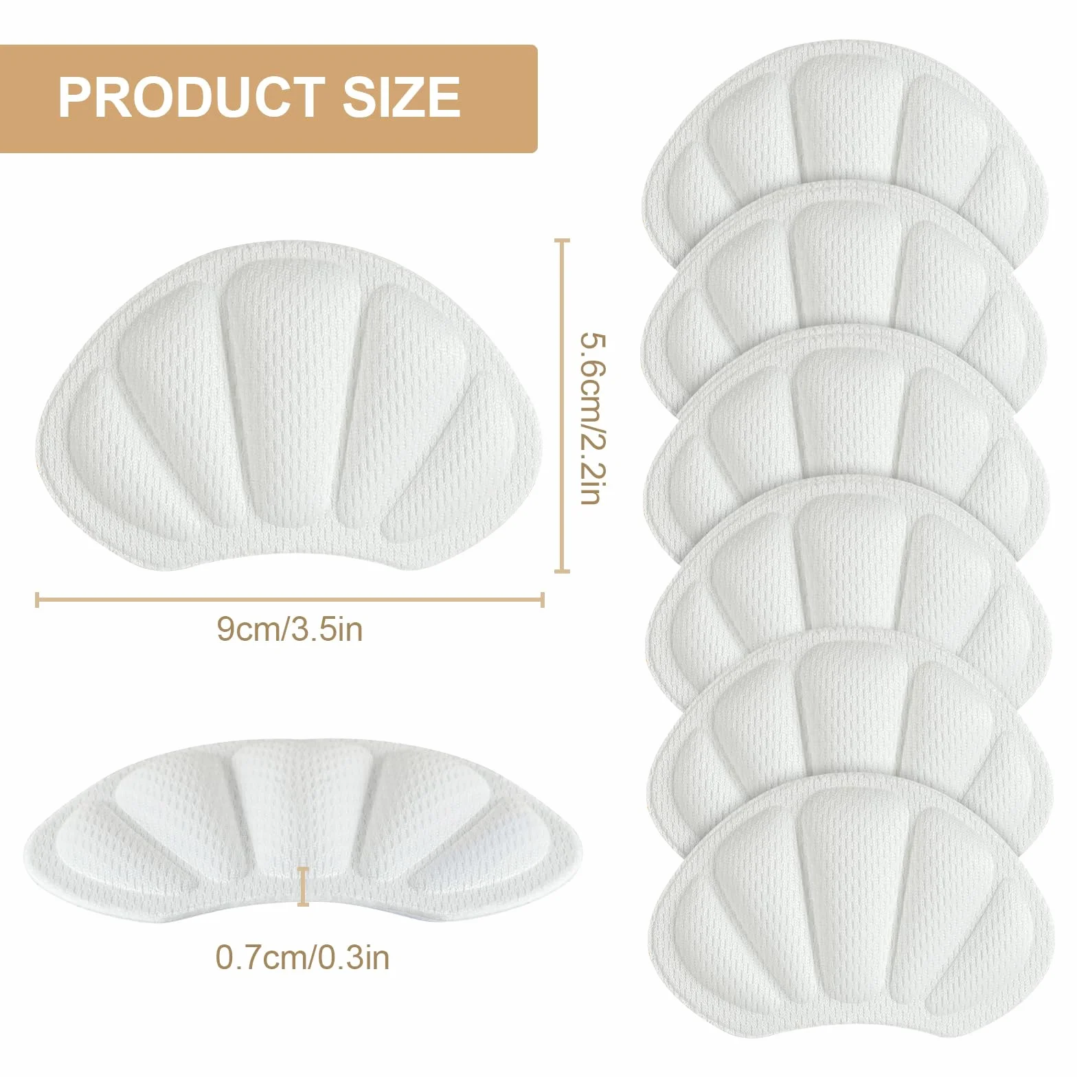 Almohadillas para Talones Premium, Protector de Talón, Plantillas Antideslizantes Autoadhesivas (Blanco)