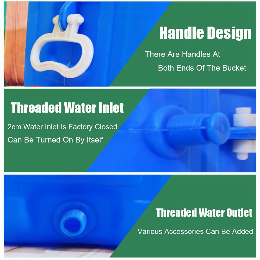 Bidon Agua 200 litros Gran Capacidad Envase Agua Que Acampa para Acampada Y Marcha Almacenamiento De Agua De Plástico Grueso Cubo Azul Tanque De Agua De Plástico De Grado
