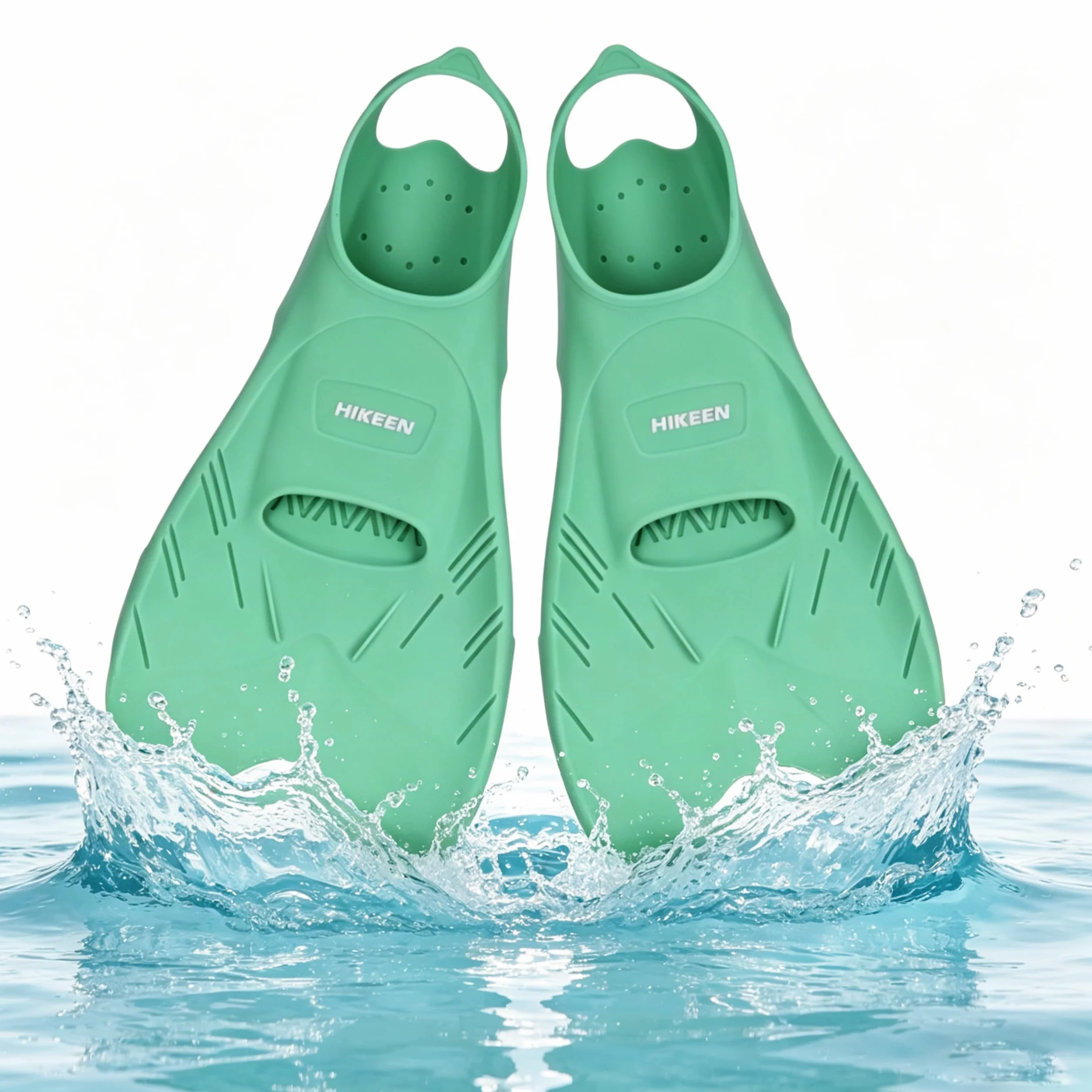 Boosteady Aletas de entrenamiento de natación con talón abierto, aletas de silicona de hoja corta para adultos y adolescentes, diseño de baja resistencia con drenaje de dedos, incluye bolsa de