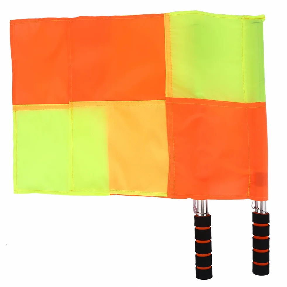 Asixx 2 Unidades Árbitro Bandera, Árbitro Banderas Juez de línea con Esponja Mango Portátil y Resistente al Agua, 34 x 33 cm