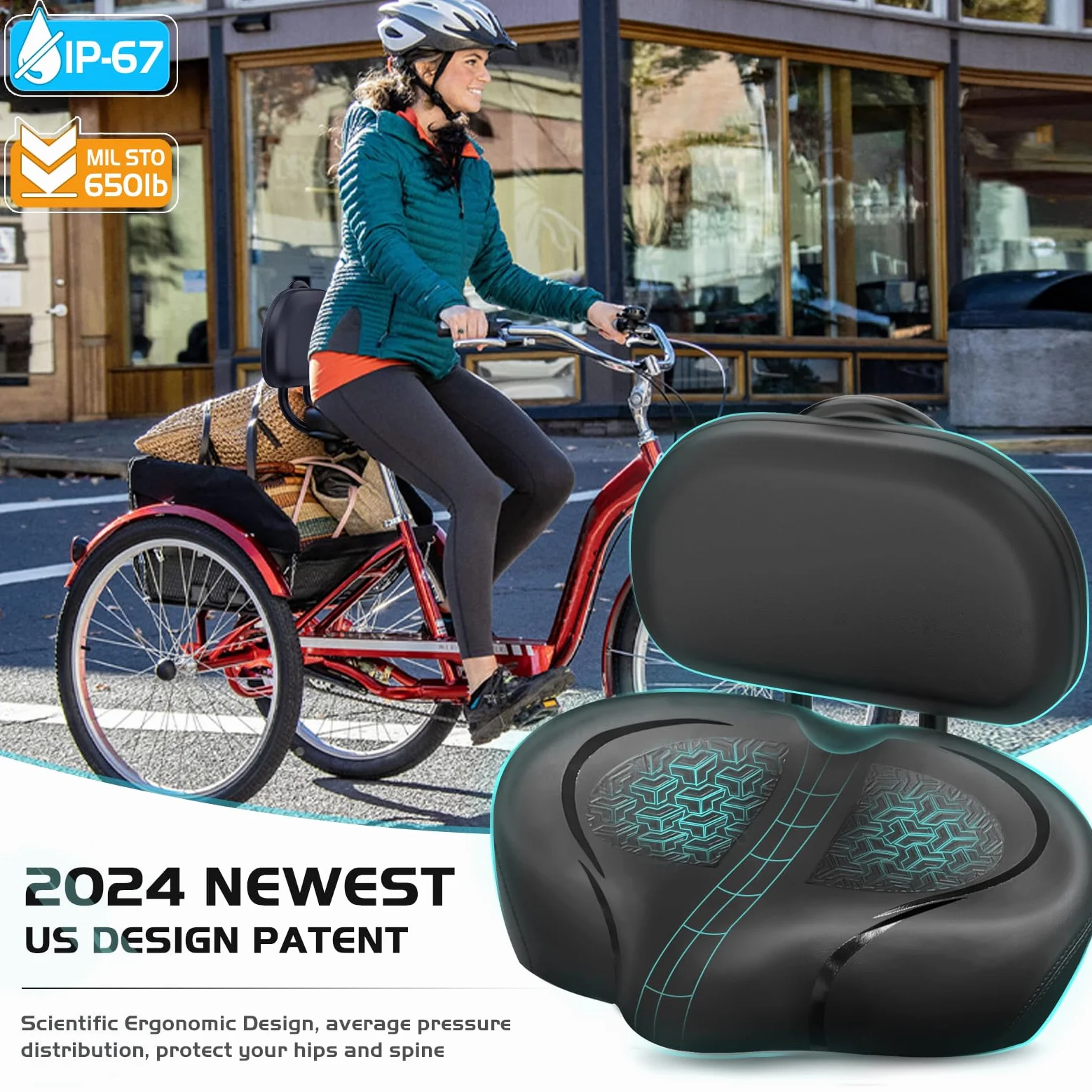 Cojín de asiento de bicicleta sin nariz para hombres y mujeres, acolchado extra y cómodo asiento de bicicleta ancho, sillín cómodo de gran tamaño para bicicletas Peloton, bicicletas estáticas