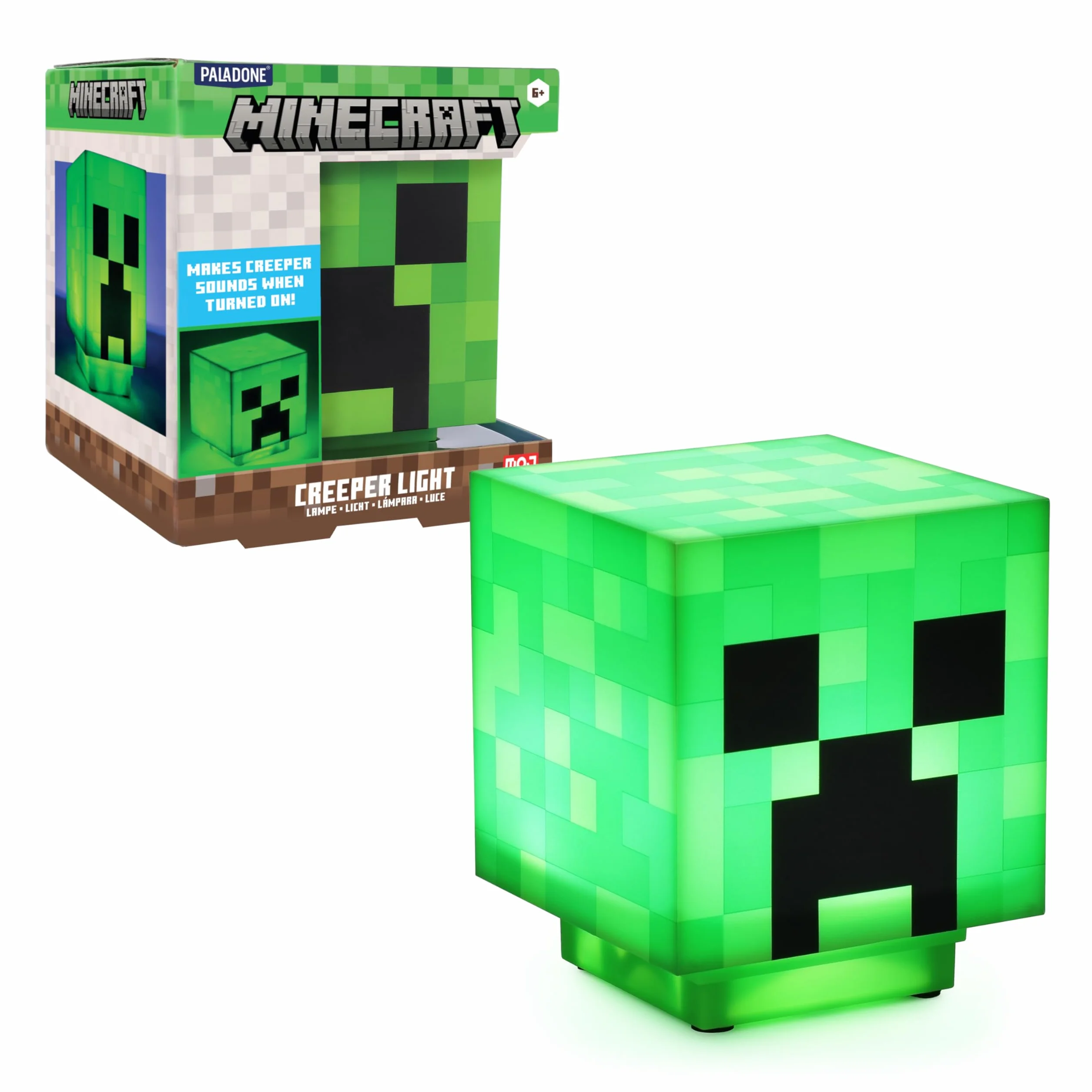Lámpara de Escritorio Oficial Minecraft Creeper con Sonidos y Luz Nocturna