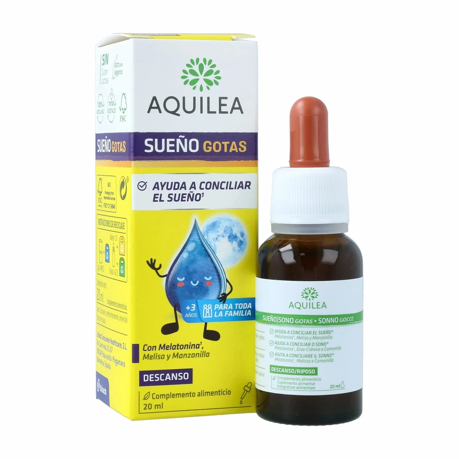AQUILEA Sueño Complemento Alimenticio Gotas 20ml Melatonina para Conciliar el Sueño