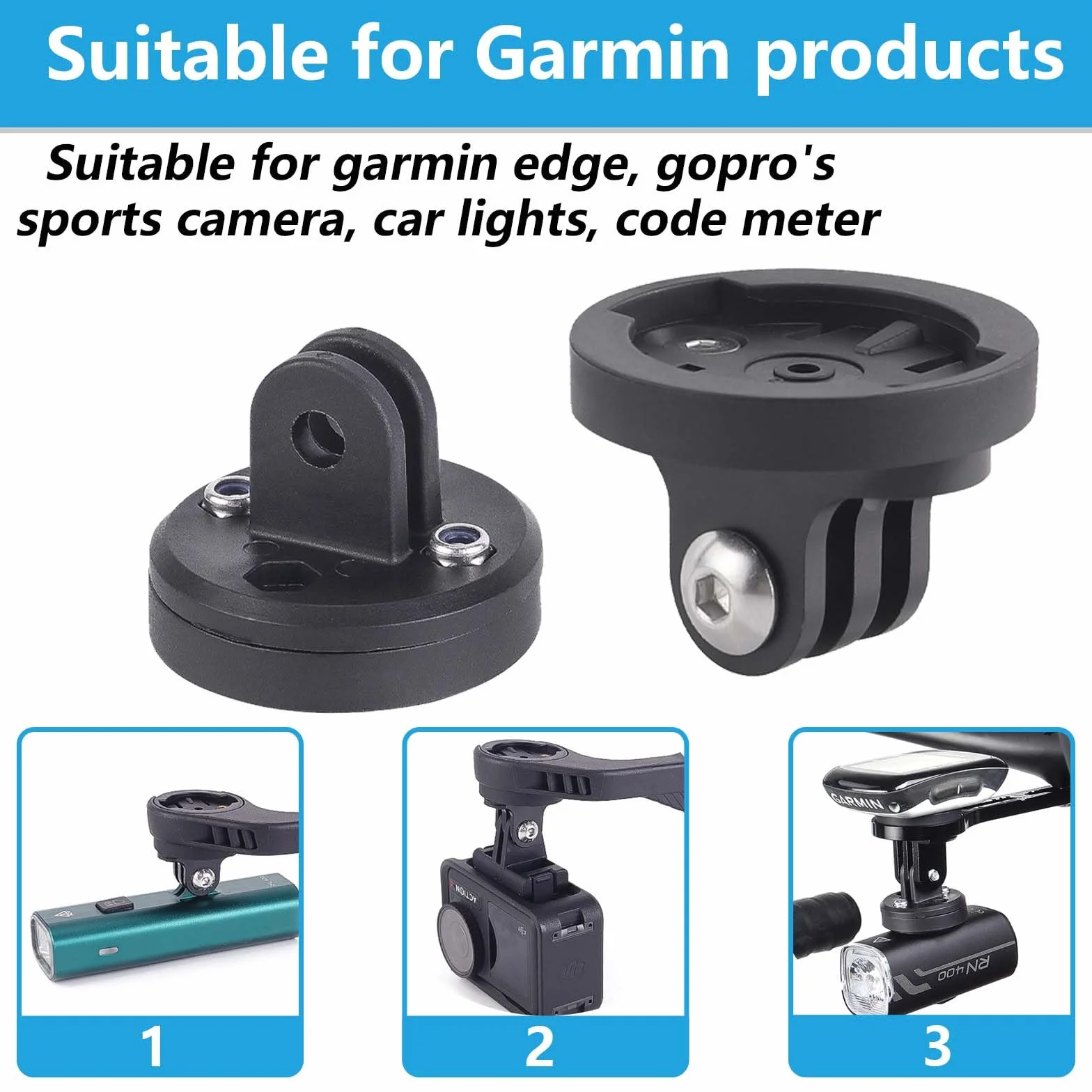 Soporte para Ordenador de Bicicleta, Gopro Bicicleta Ordenador Soporte para Garmin Edge, Soporte Bicicleta Adaptador Universal Combo, Soporte de Cámara para Uso Deportivo en Bicicleta