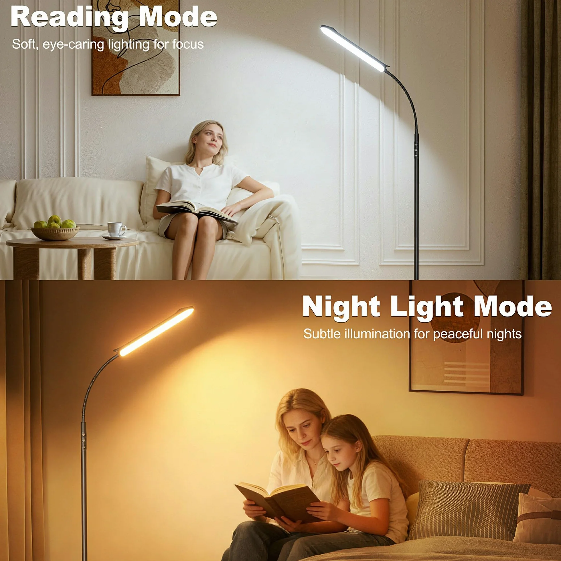 Lampara de Pie LED Regulable 18W Control Remoto Botones Tactiles Ajuste Temperatura Color Brillo Sala Estar Dormitorio Oficina