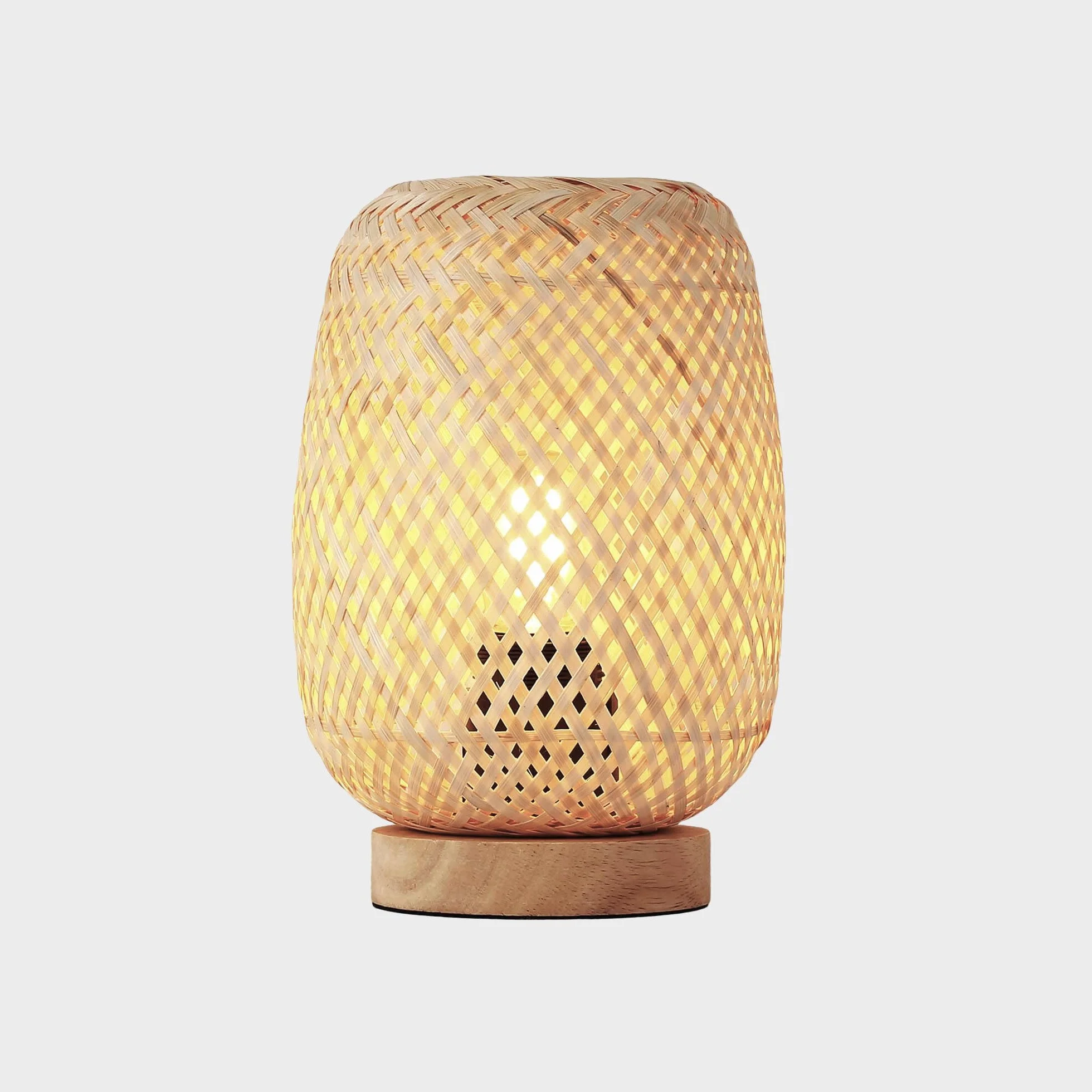 Lámpara de Mesa Mimbre Madera Ruka Barcelona LED E27 Estilo Rústico Boho Natural