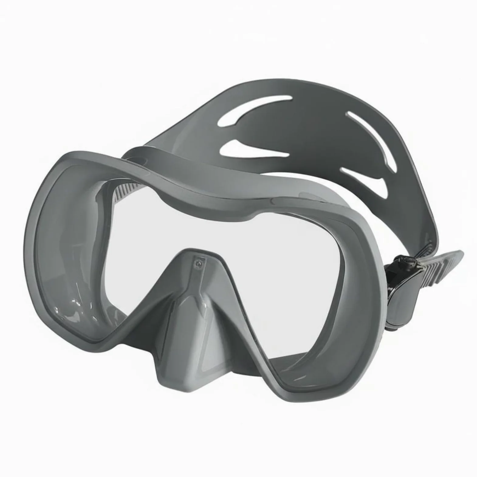 Sharplace Gafas de Natación Máscara de Buceo Visor Panorámico Snorkel Cristal Reforzado Silicona Suave para Arrecifes y Vida , Gris , Máscara De Buceo De Marco Grande
