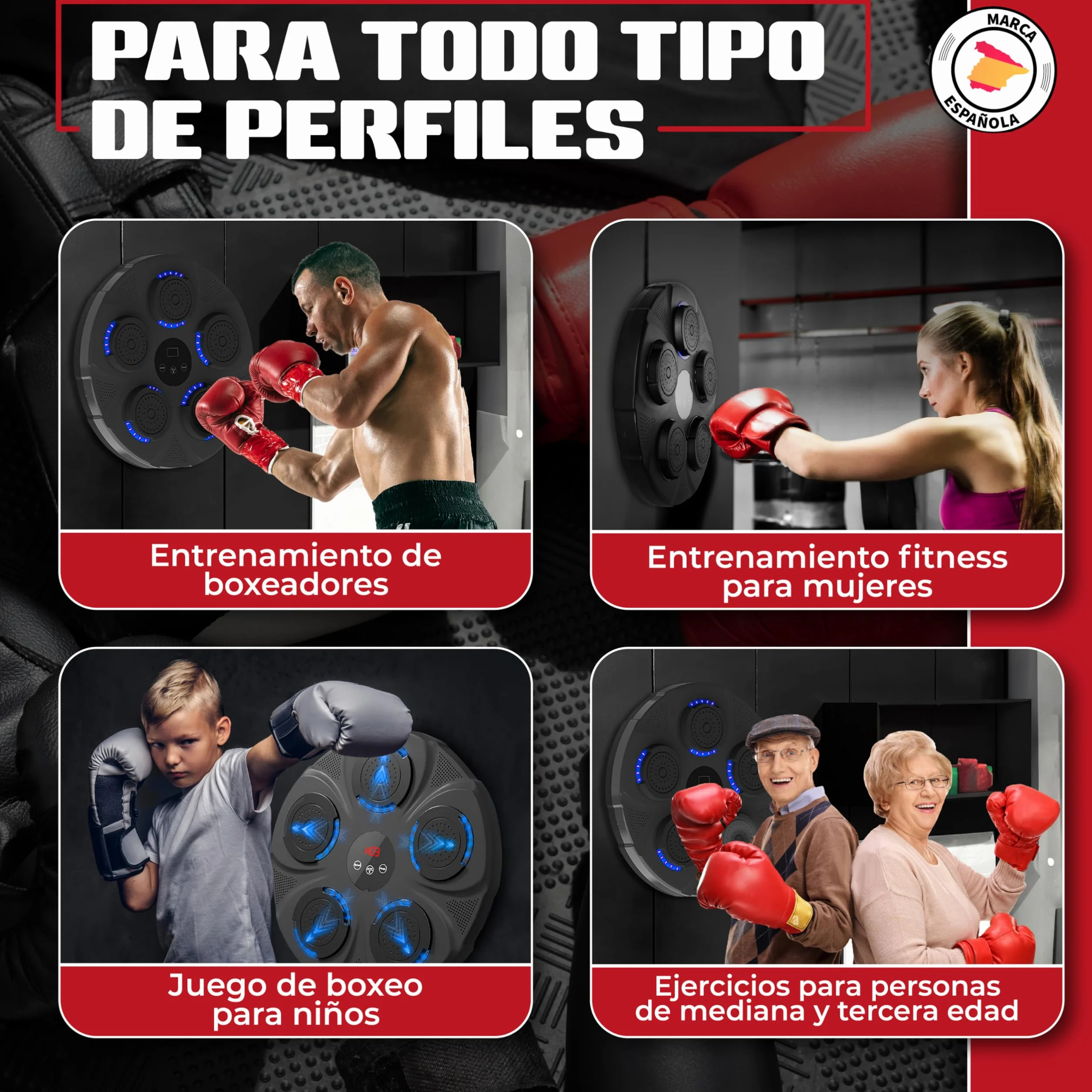 Máquina de Boxeo Musical con Guantes para Niños y Adultos