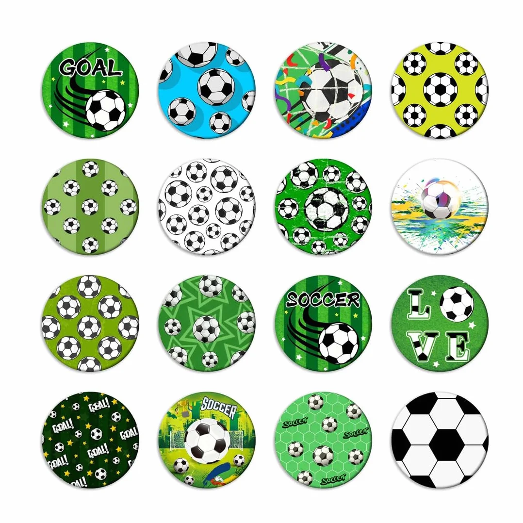 Pins e Insignias de Fútbol 16 Unidades, Conmemorativas del Mundial. Regalo Ideal para Fiestas Temáticas, Cumpleaños, Obsequios para Niños y Aficionados.
