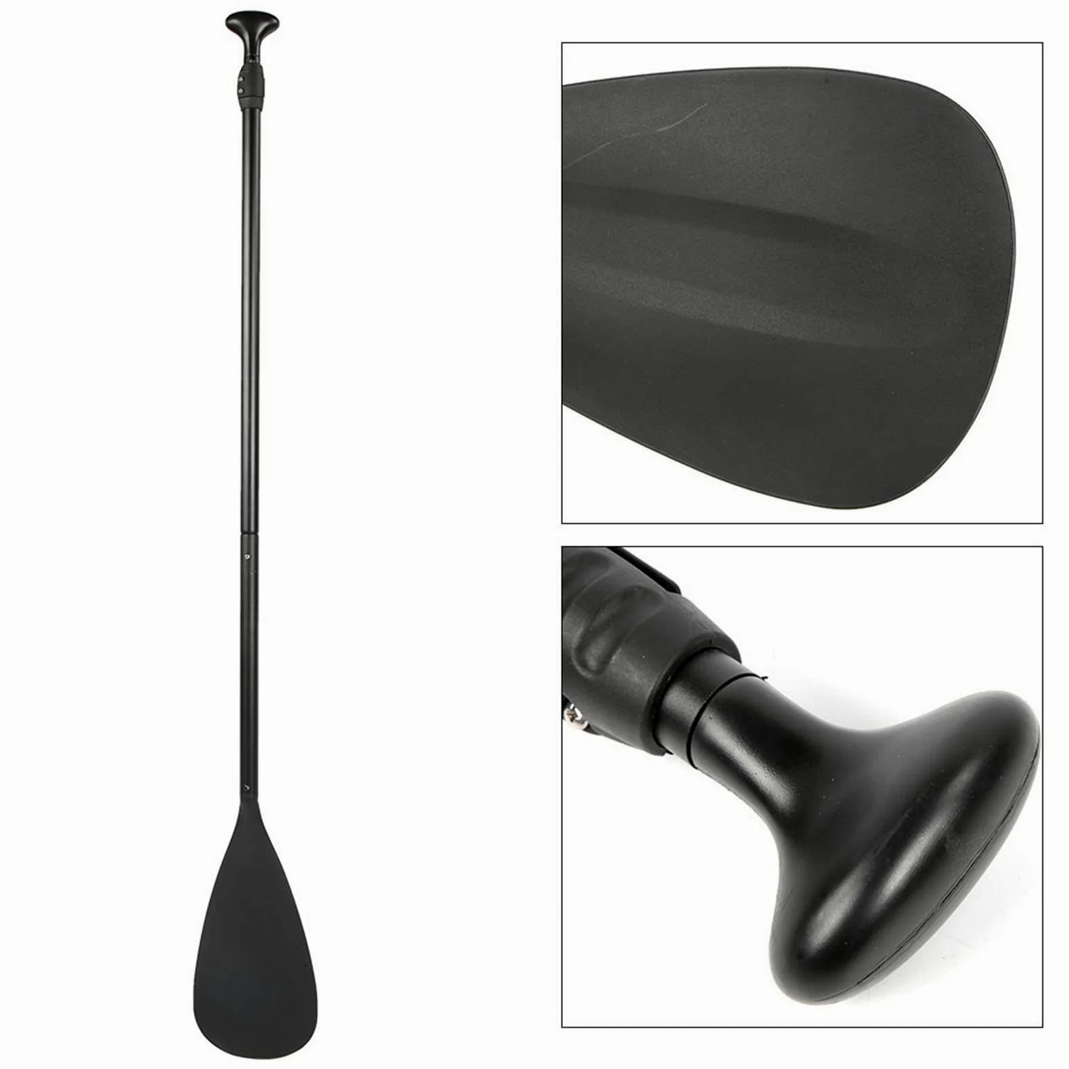 KUIDAMOS Tabla de Remo Portátil Desmontable, Color Negro, Extensible, para Remo, para Navegación, Surf, Hoja Gruesa y Tubo de Aluminio, para Todas Las Personas