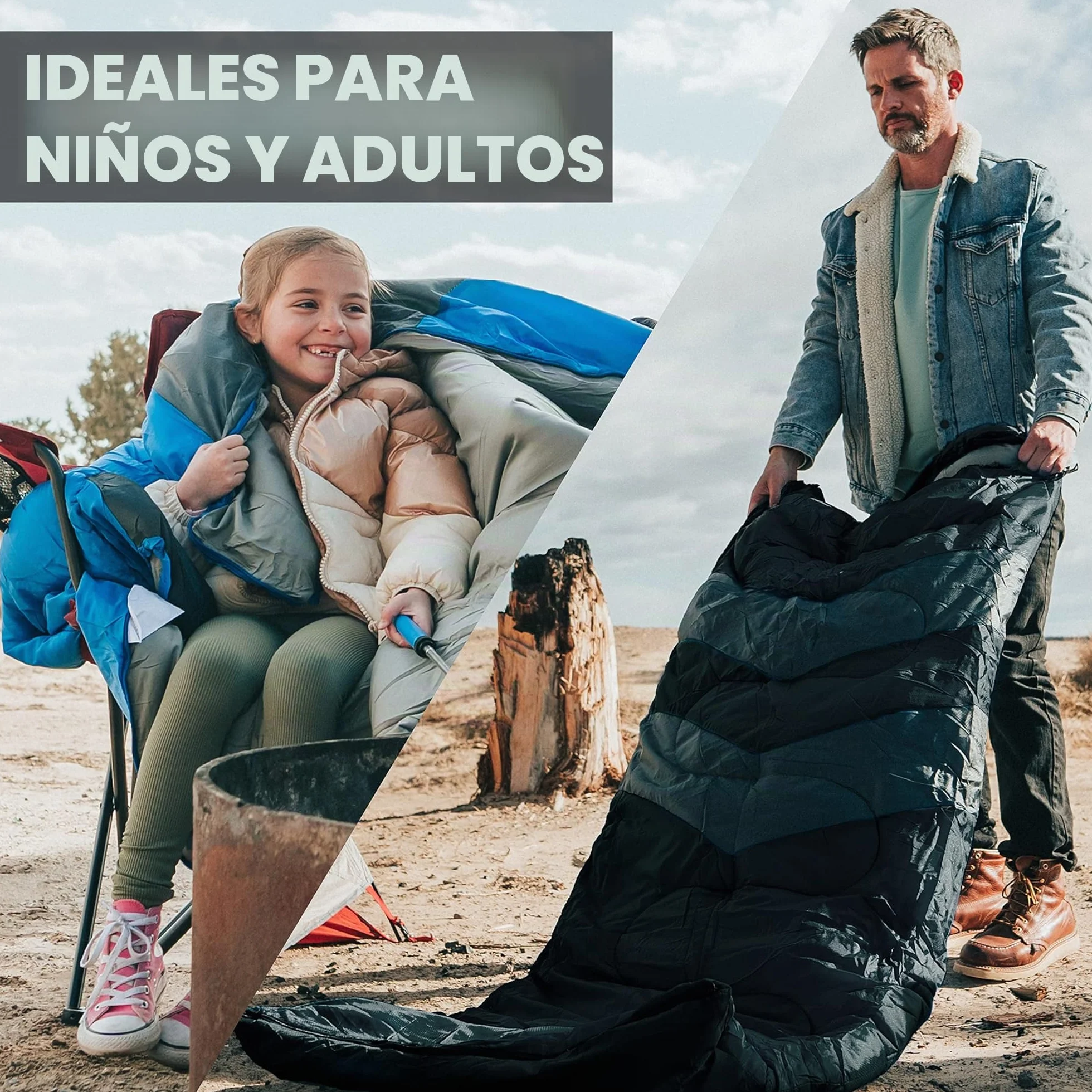 MalloMe – Saco de Dormir para Adulto, niño, Invierno, Verano, Primavera, otoño, plumón para 1 Persona, Impermeable, Bolsas de Dormir y Senderismo – Bolsa de Dormir Ultraligera, compacta para Dormir