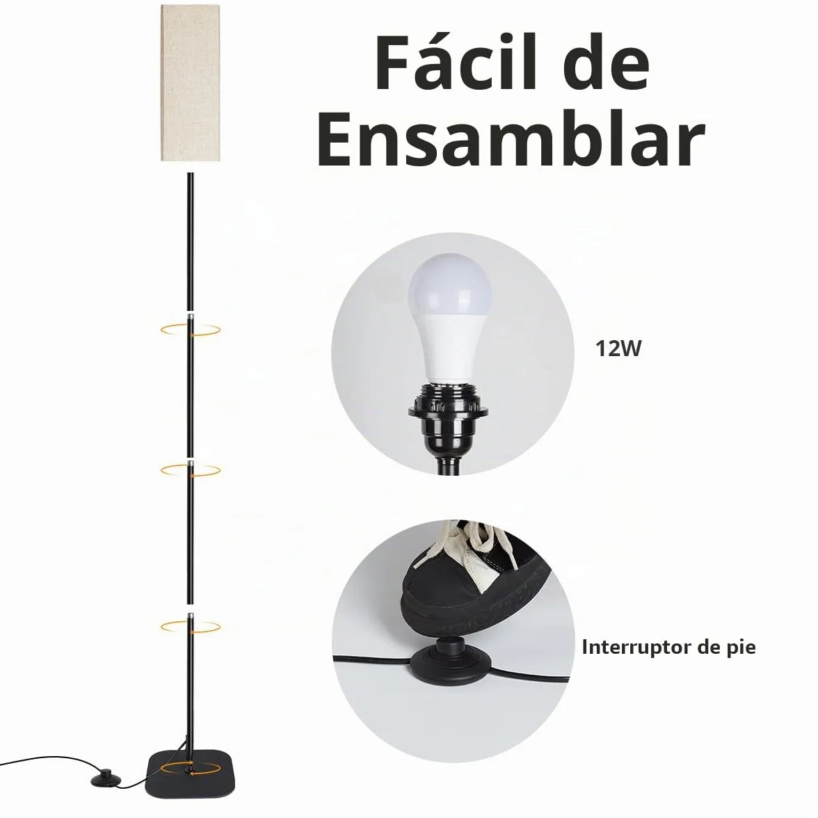IPARTS EXPERT Lámpara de pie LED estilo moderno-retro, 67 po hauteur, pour salon