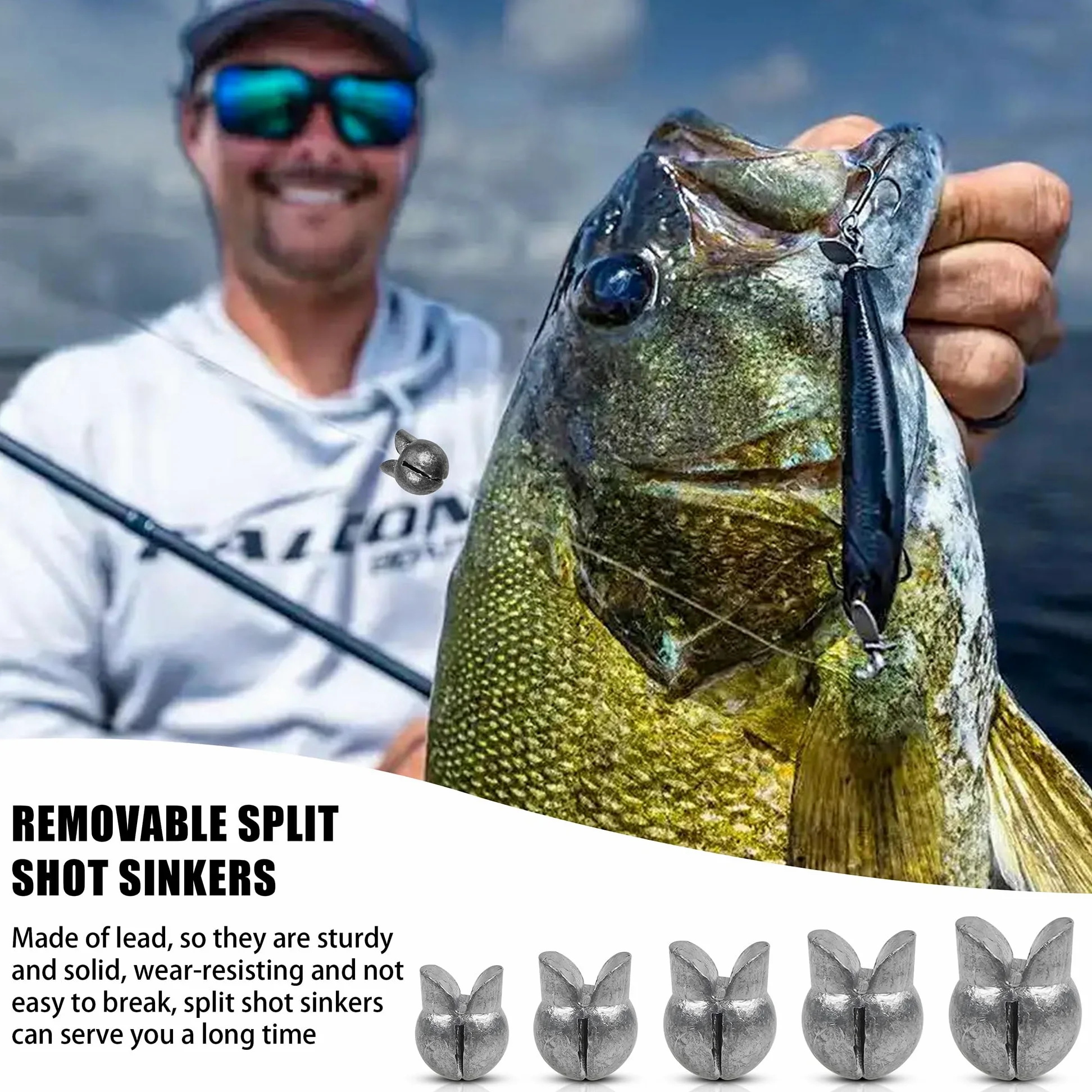 Paquete de 100 plomos de pesca extraíbles con caja de aparejos, plomos redondos para pesca de huevos, peso de plomo, peso de clip, pesca de lubina en agua dulce (3 g, 100 paquetes)
