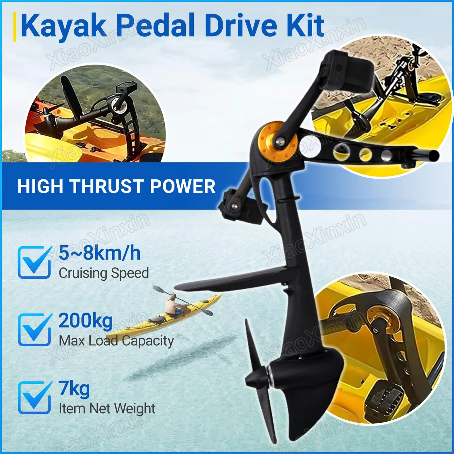 Motor de pedales para kayaks, motor para tablas de paddle surf hinchables | unidad propulsión para barcos de pesca, compatible con kayaks y SUP, remos de kayak para pesca y caza, para adultos y niños