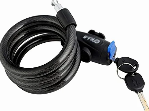 Candado de bicicleta con candado de cable de acero tipo anillo, candado de aleación de acero, con soporte de montaje, negro