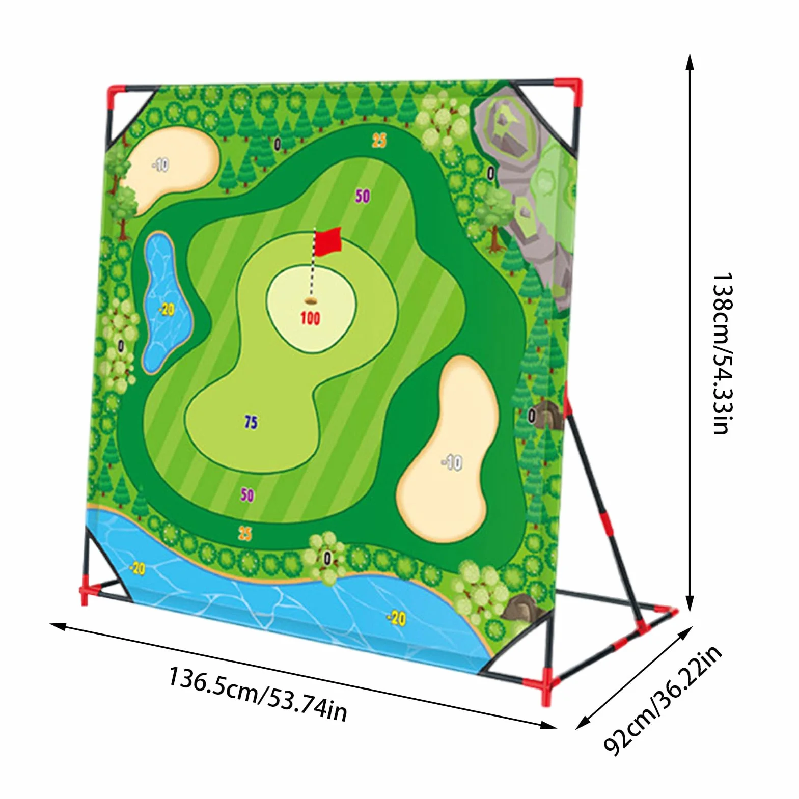Esterilla de entrenamiento de golf 137 cm con 24 bolas adherentes y soporte