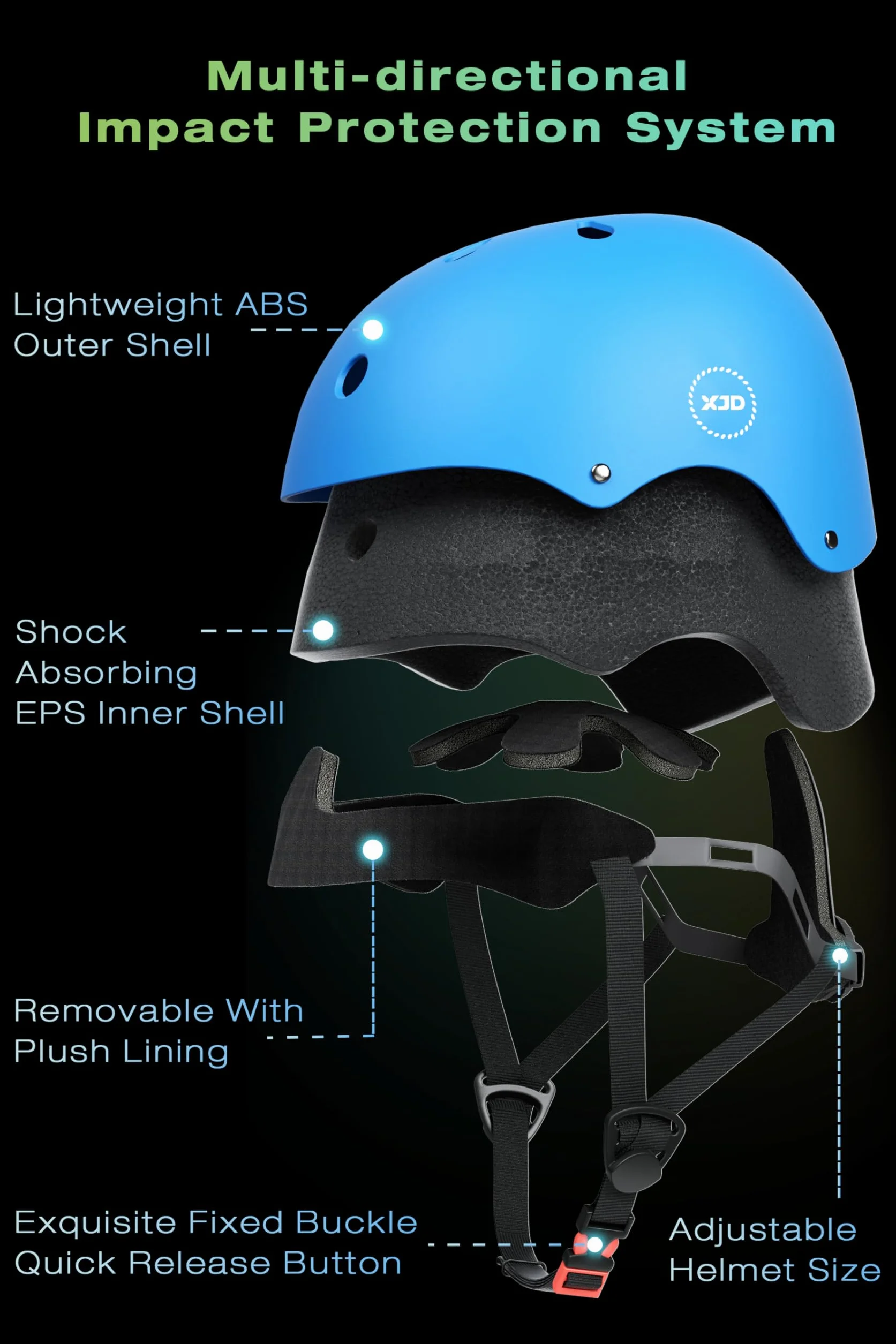 XJD Casco de Ciclismo para Niños y Protecciónes Infantiles Incluye Rodilleras Coderas y Muñequeras Adjustables 7 Piezas para Patínes Patinete Ciclismo Niños de 3 a 13 Años