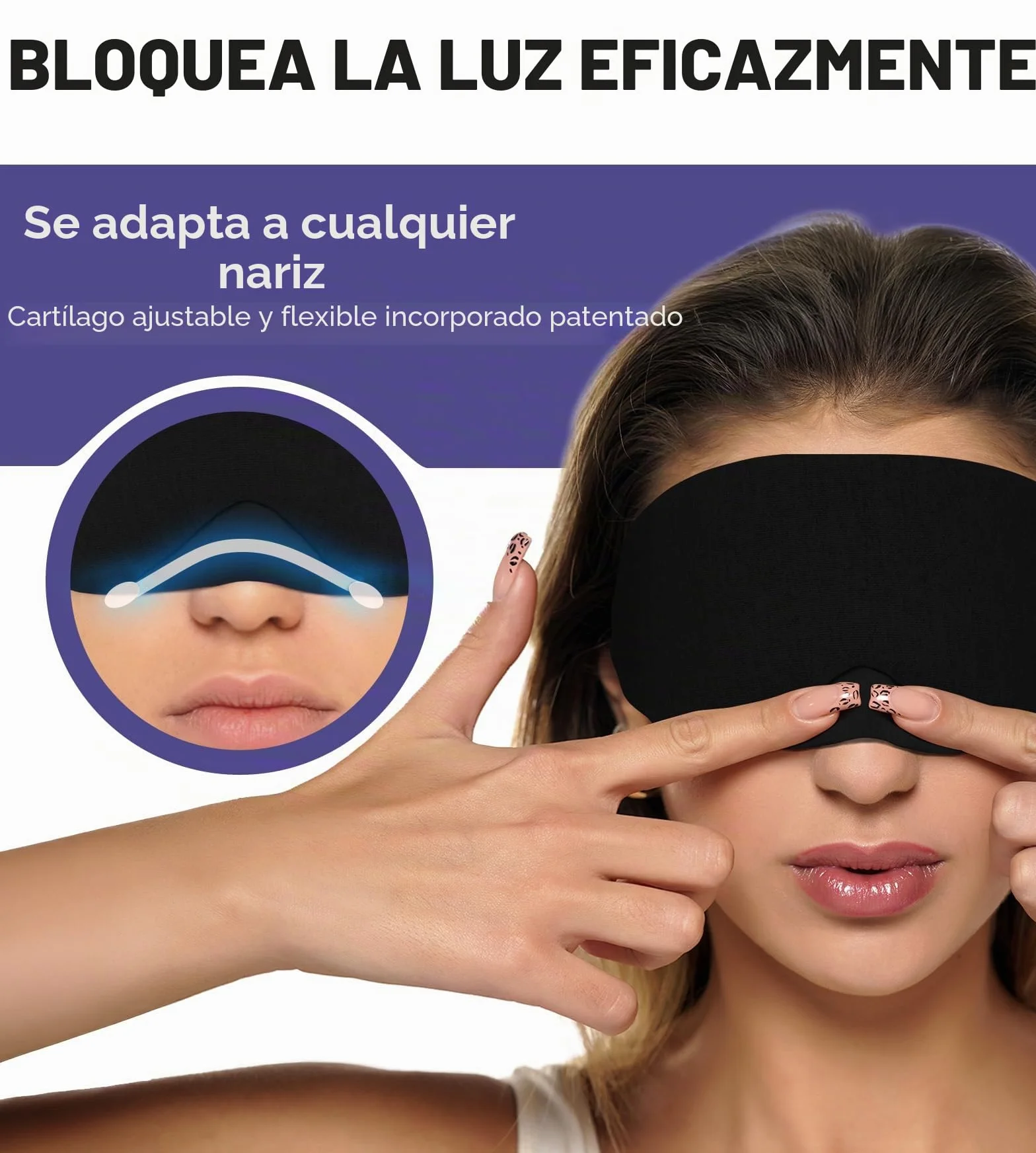 Mavogel Antifaz de algodón para dormir, bloqueo de luz, puente nasal ajustable, incluye bolsa de viaje