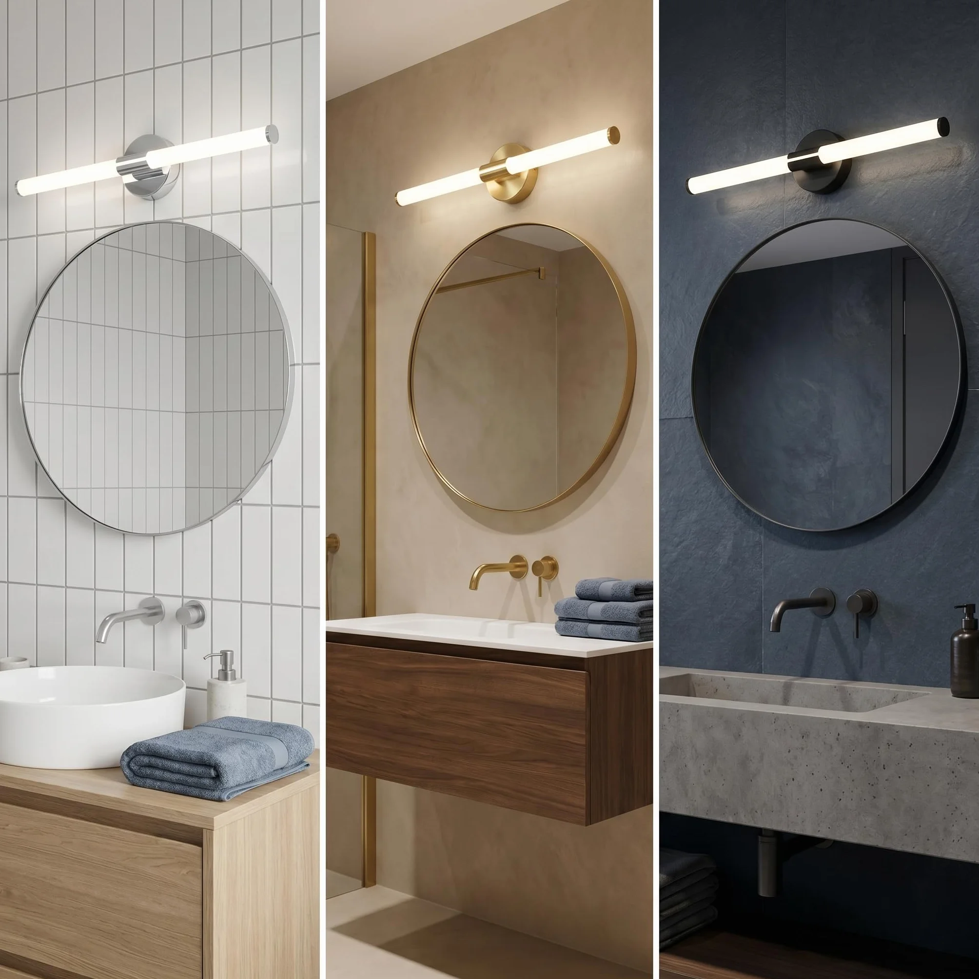 Aplique LED BARCELONA Tubular 60cm 8W 720lm Cromo IP44 4000K Baño