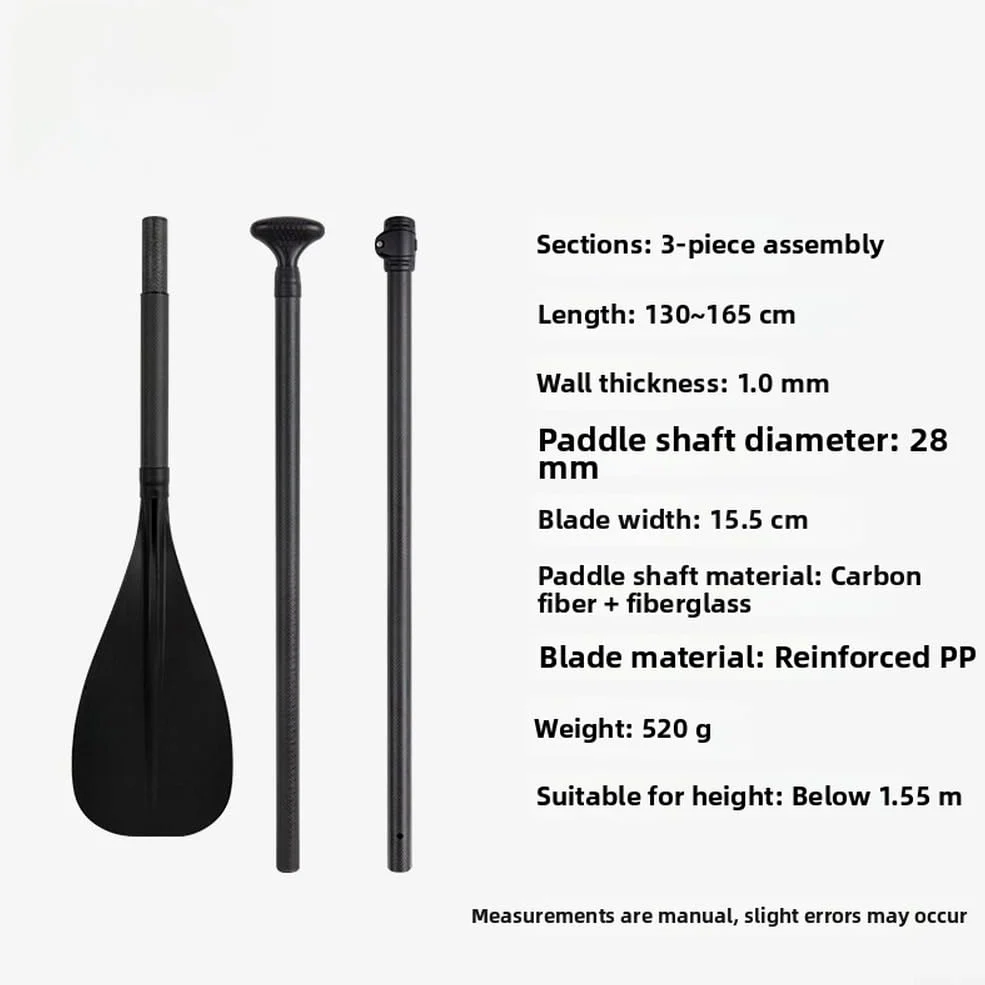 Pala juvenil SUP, remo de kayak para niños, eje de carbono ligero, paleta juvenil ajustable, diseño de tres piezas, remo de pequeña estatura, agua para principiantes